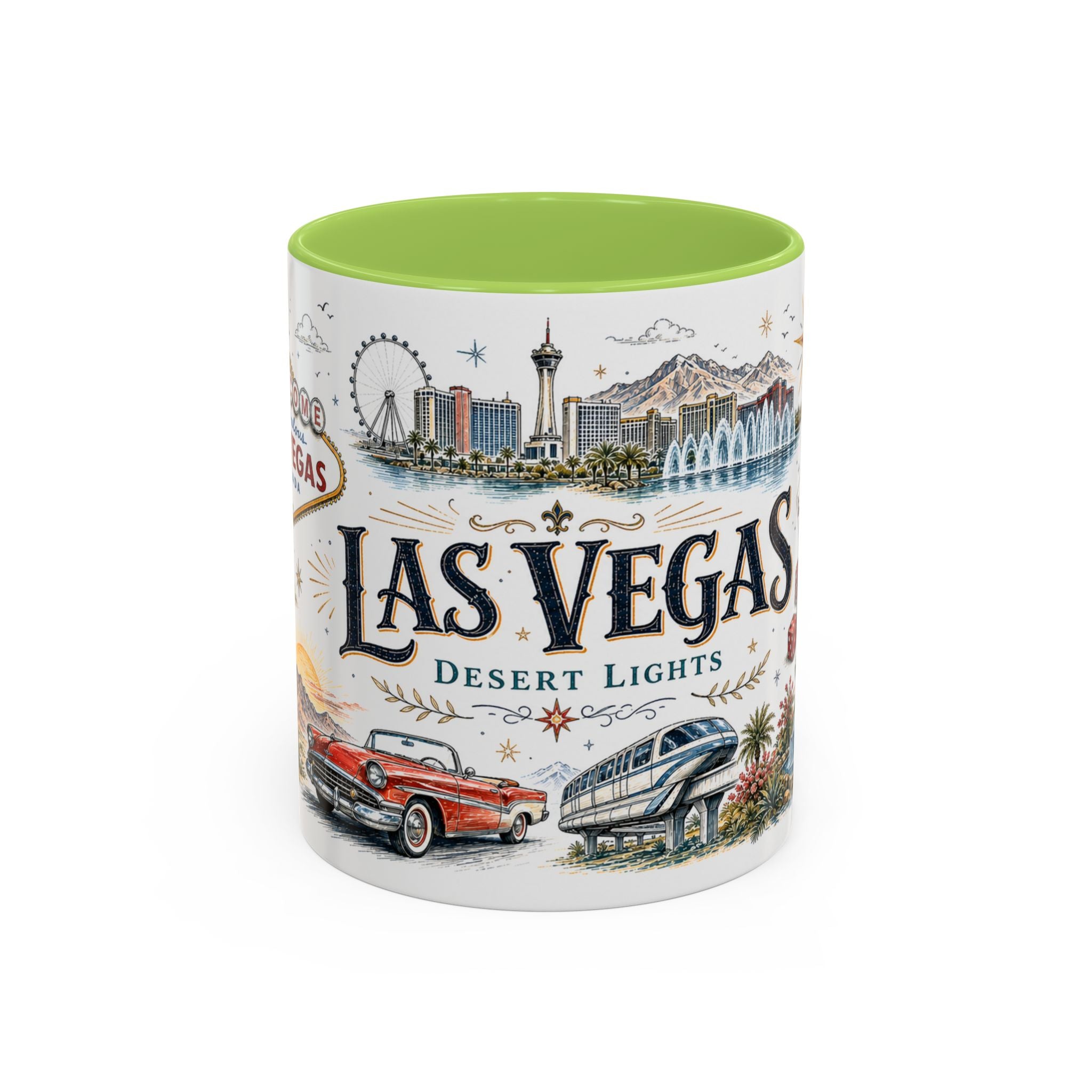 Las Vegas Coffee Mug | United States Travel Souvenir | Vintage Illustrated City Gift | 11 oz 15 oz Accent Mug