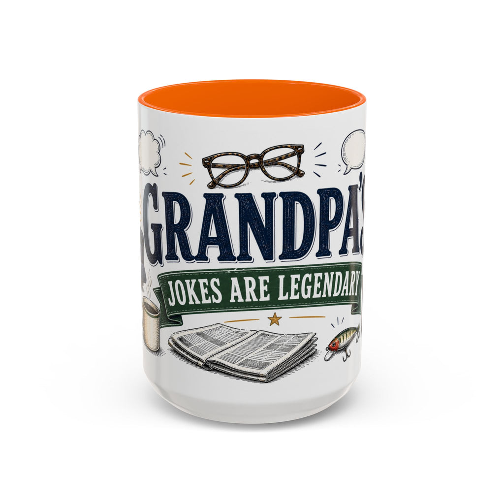 Grandpa's Jokes Are Legendary Coffee Mug | Funny Gift From Grandkids | Accent Ceramic 11oz 15oz