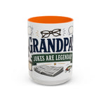 Grandpa's Jokes Are Legendary Coffee Mug | Funny Gift From Grandkids | Accent Ceramic 11oz 15oz
