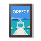 Greece Coast Greece Framed Poster | Vintage Travel Wall Art | Black Walnut White Frame | 16x24 20x30