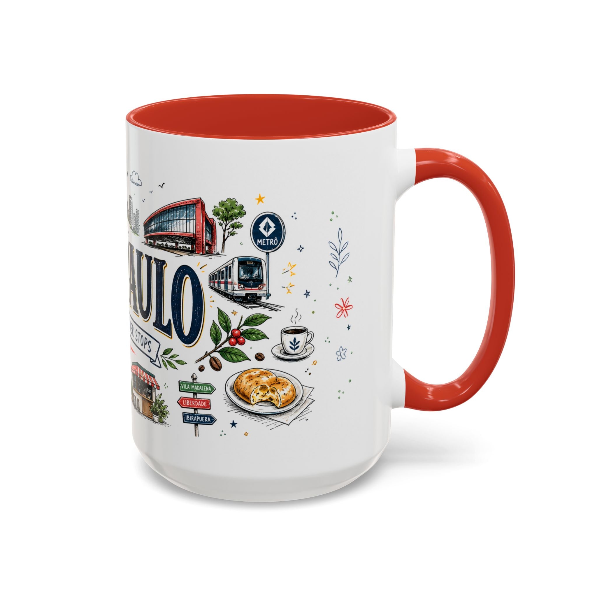 Sao Paulo Coffee Mug | Brazil Souvenir Travel Gift | Accent Color Ceramic 11oz 15oz