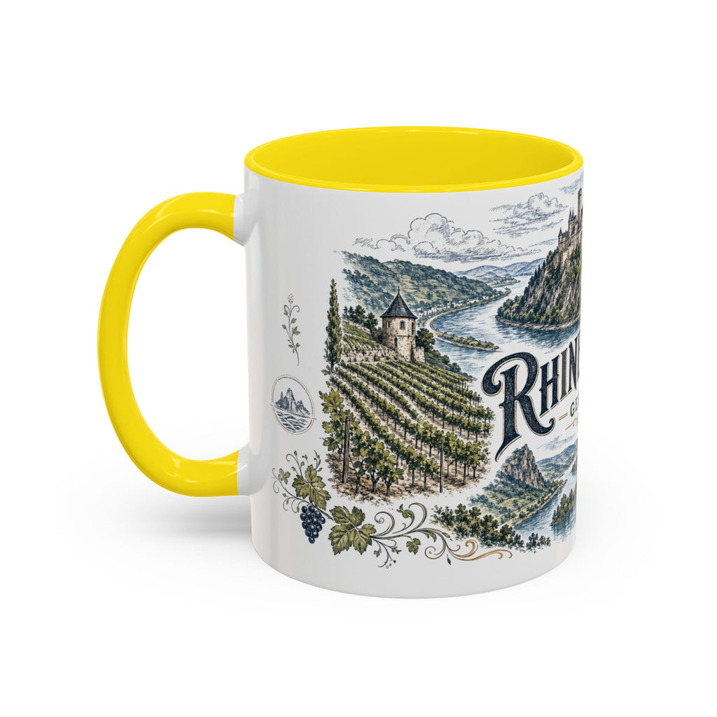 Rhine Valley Mug, Germany Travel Souvenir, Bucket List Gift, Accent Ceramic Coffee Mug 11oz 15oz