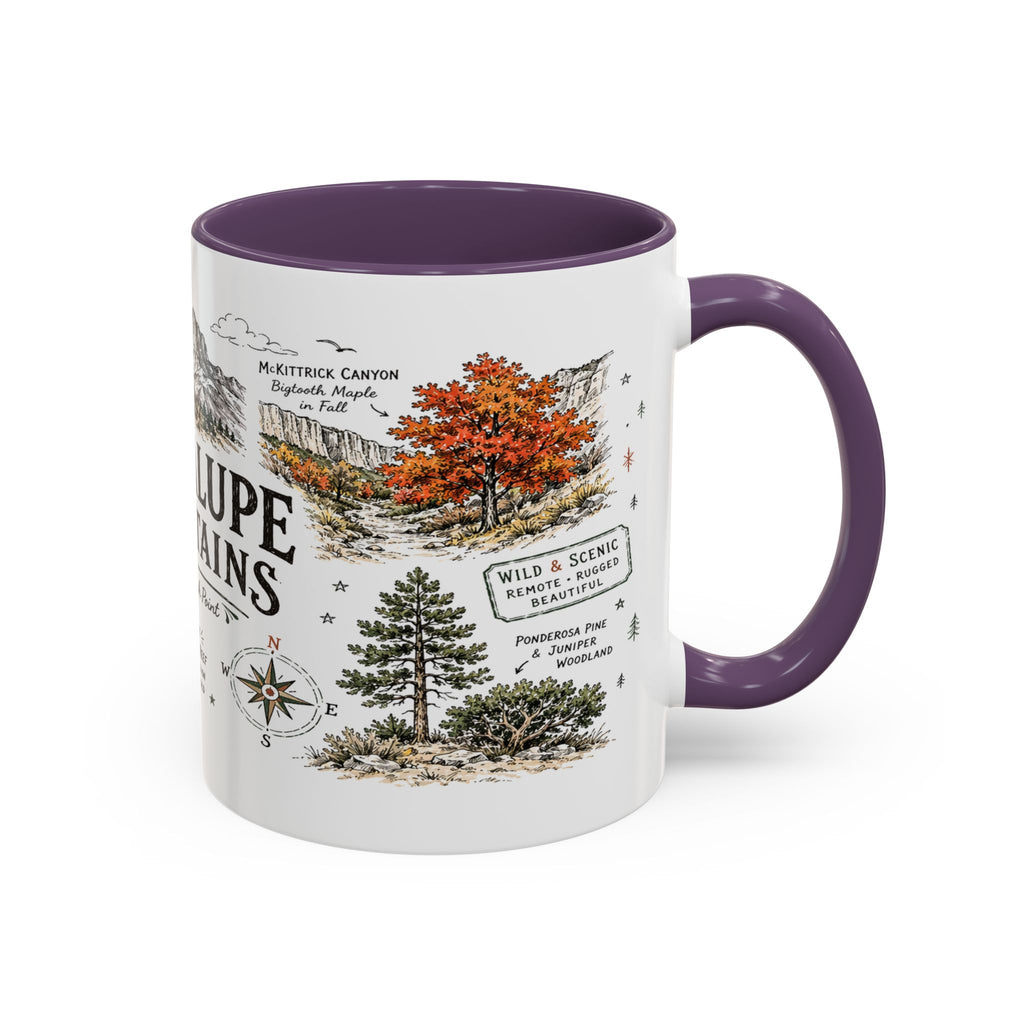 Guadalupe Mountains National Park Coffee Mug | Texas Desert Peaks Hiking Gift | Accent Color Ceramic 11oz 15oz