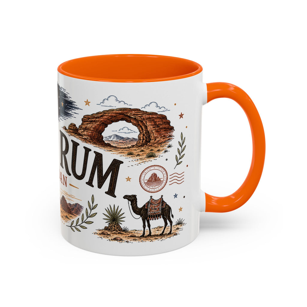 Wadi Rum Coffee Mug | Travel Destination Souvenir Gift | Accent Color Ceramic 11oz 15oz