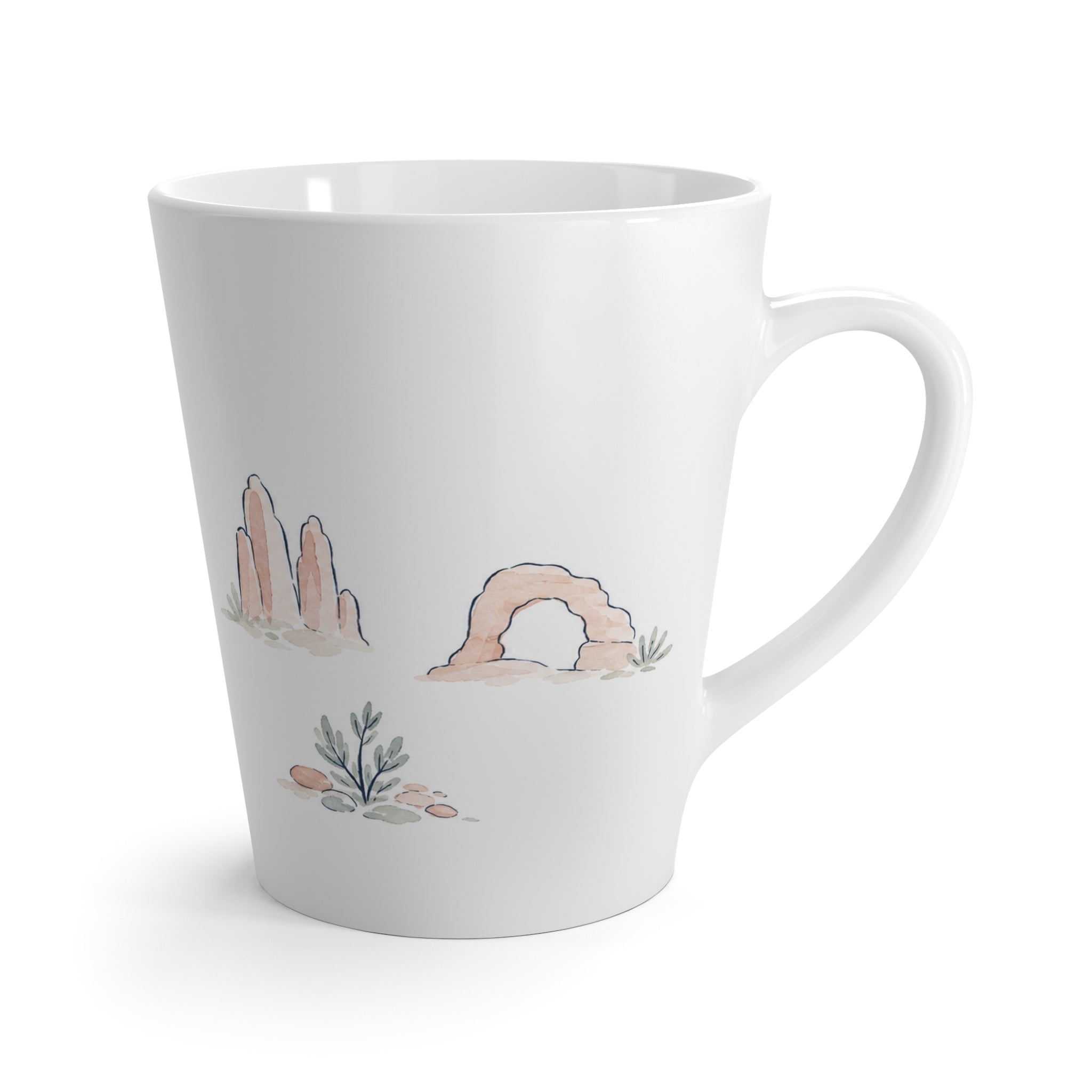 Arches National Park Latte Mug | Pastel Watercolor Nature Coffee Cup | 12 oz Travel Souvenir Gift