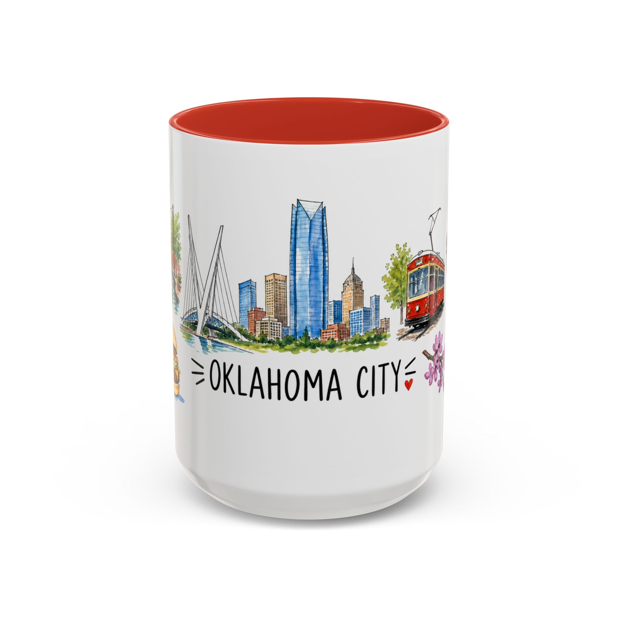 Oklahoma City Illustrated Travel Mug | City Souvenir Accent Coffee Mug | 11oz 15oz Ceramic Cup