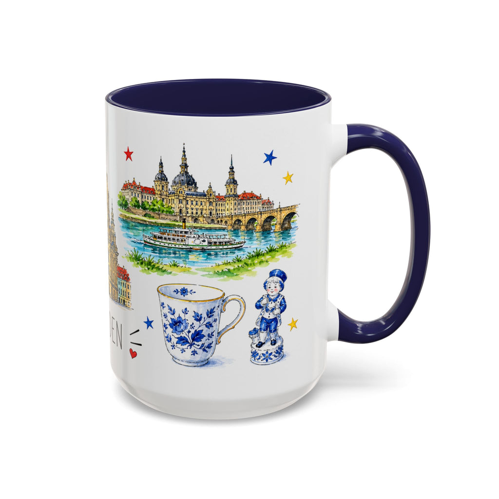 Dresden Illustrated Travel Mug | City Souvenir Accent Coffee Mug | 11oz 15oz Ceramic Cup