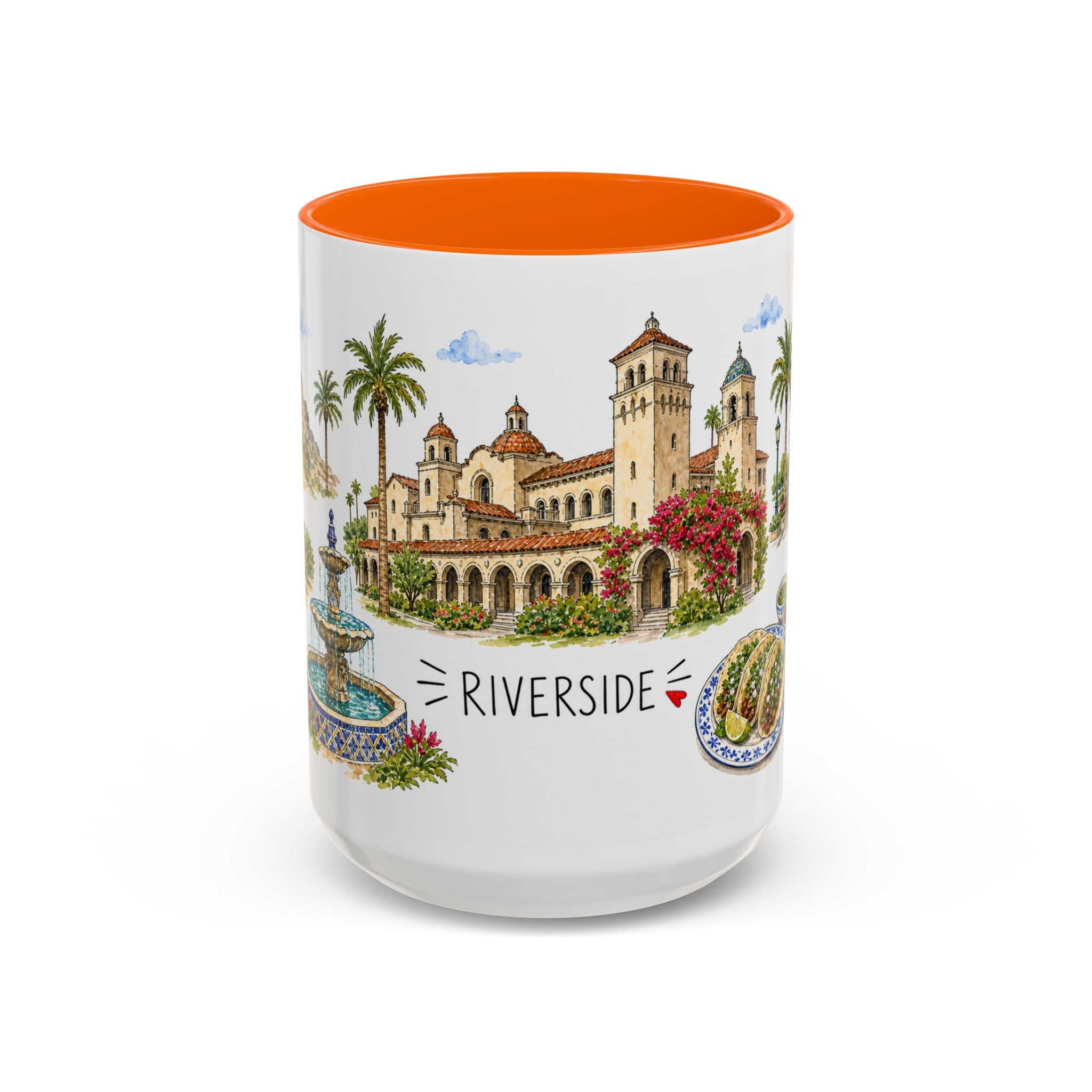 Riverside Illustrated Travel Mug | City Souvenir Accent Coffee Mug | 11oz 15oz Ceramic Cup