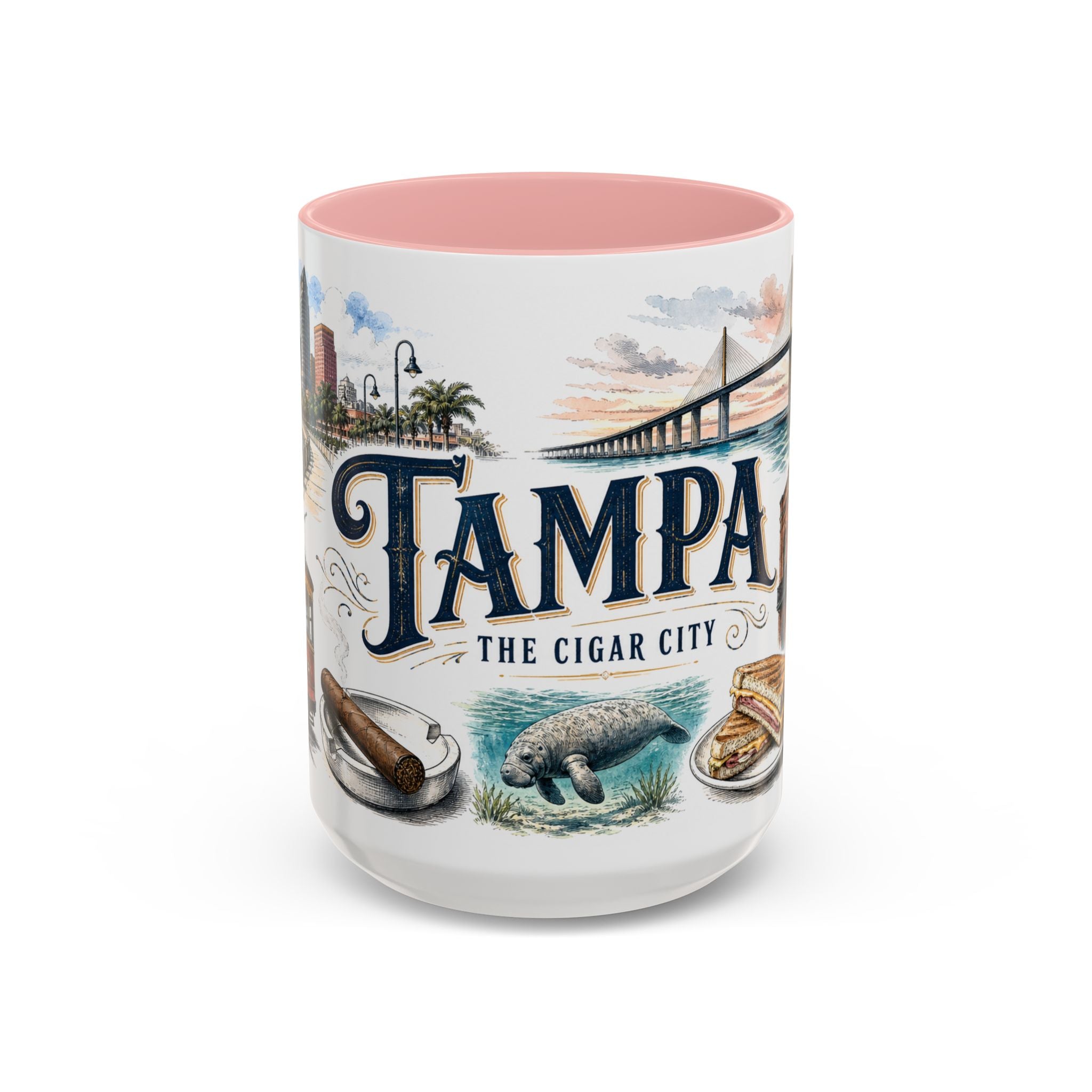 Tampa Coffee Mug | United States Travel Souvenir | Vintage Illustrated City Gift | 11 oz 15 oz Accent Mug