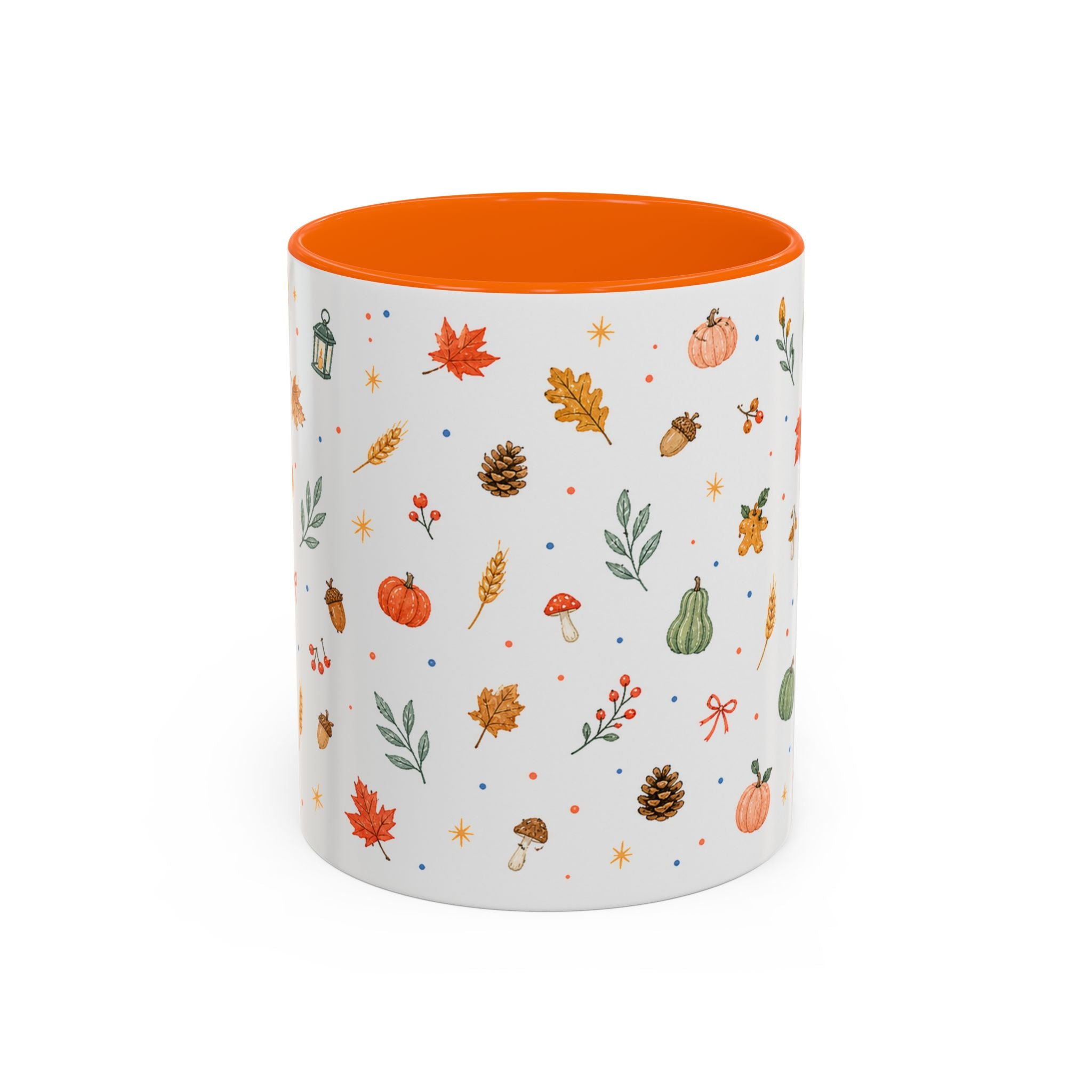 Thanksgiving Mug | Watercolor Autumn Harvest Gift | Pumpkin Leaf Accent Coffee Cup 11oz 15oz