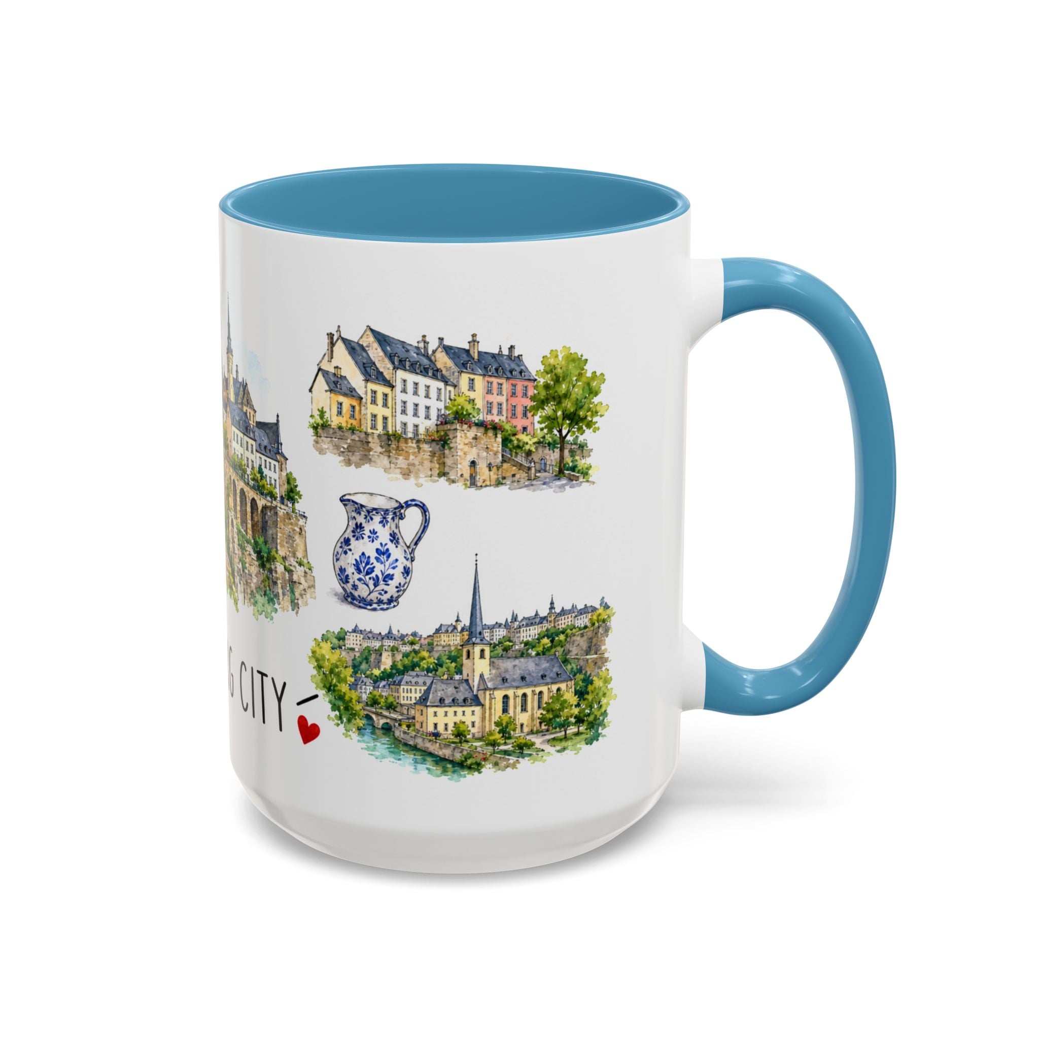 Luxembourg City Illustrated Travel Mug | City Souvenir Accent Coffee Mug | 11oz 15oz Ceramic Cup