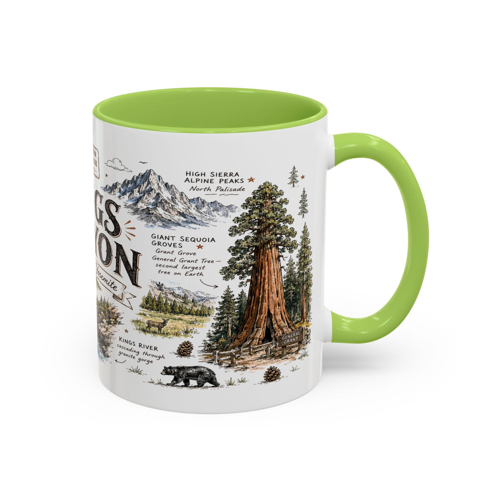 Kings Canyon National Park Coffee Mug | California Sierra Nevada Sequoia Gift | Accent Color Ceramic 11oz 15oz