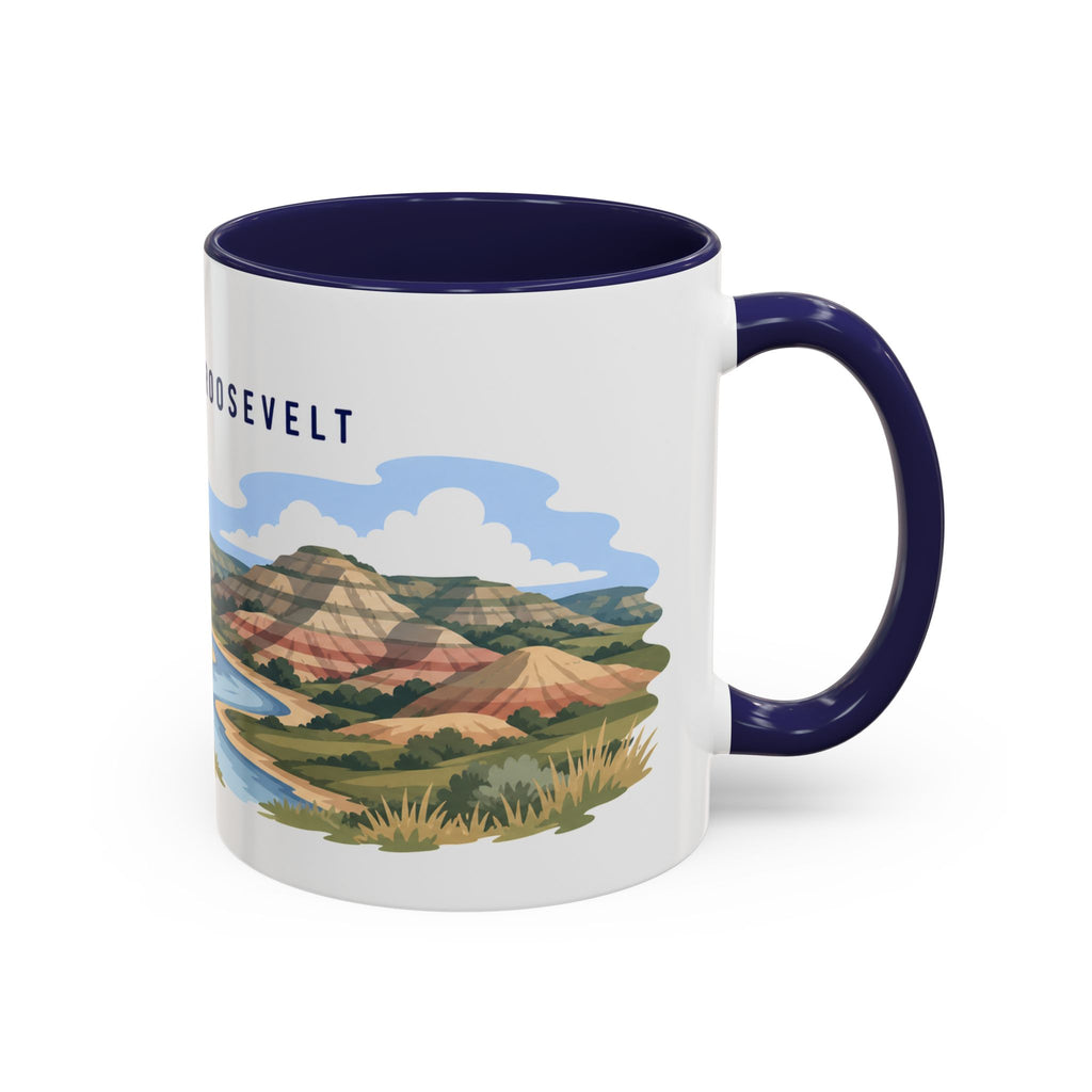 Theodore Roosevelt National Park Coffee Mug | Solid Color Block Park Souvenir | 11oz 15oz Accent Mug