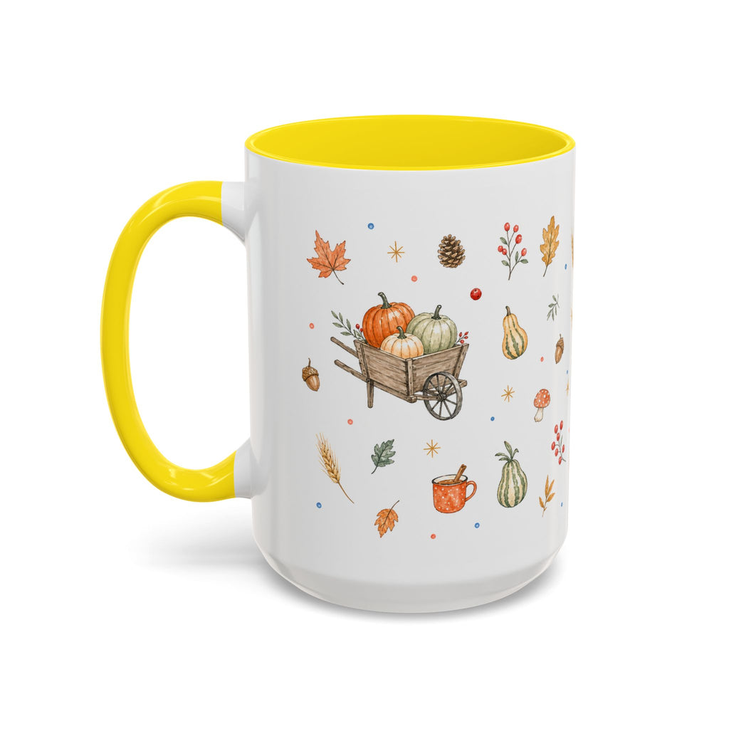 Thanksgiving Mug | Country Harvest Watercolor Gift | Pumpkin Scarecrow Accent Cup 11oz 15oz