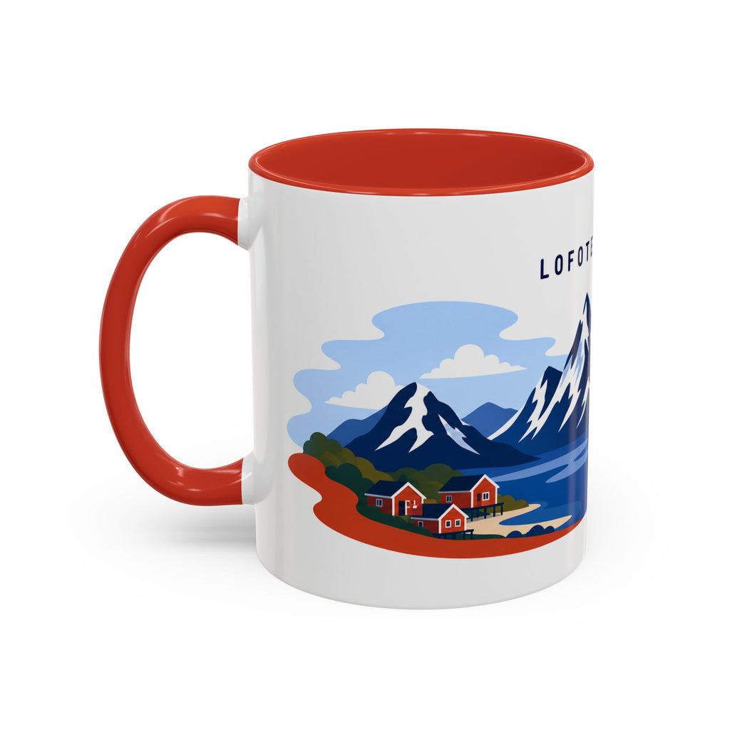 Lofoten Islands Coffee Mug | Travel Destination Souvenir Gift | Accent Color Ceramic 11oz 15oz