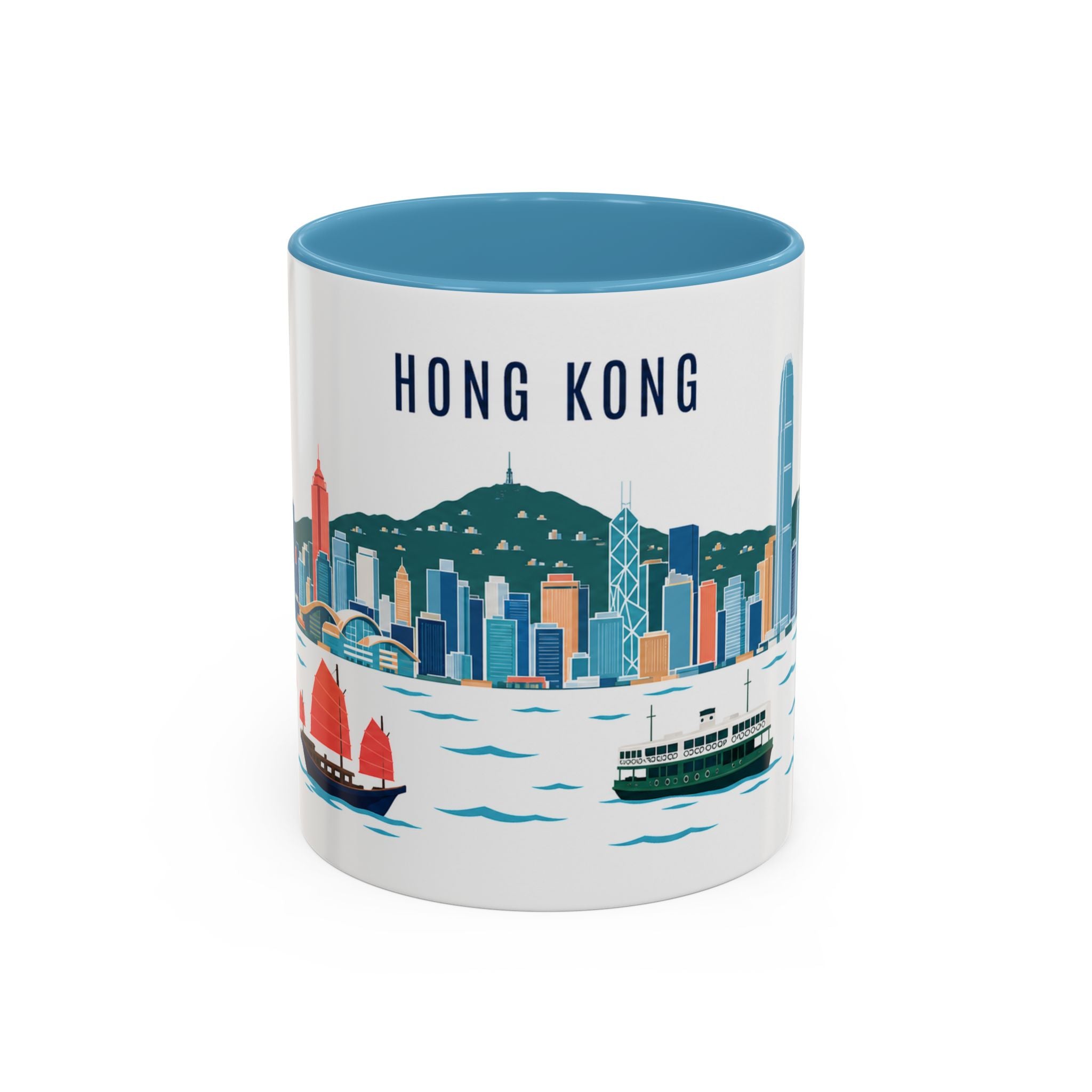 Hong Kong Coffee Mug | Hong Kong Travel Souvenir | Porcelain Decal City Gift | 11oz 15oz Accent Mug