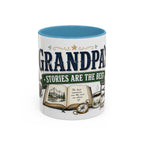 Grandpa's Stories Are The Best Coffee Mug | Gift From Grandkids | Accent Color Ceramic 11oz 15oz