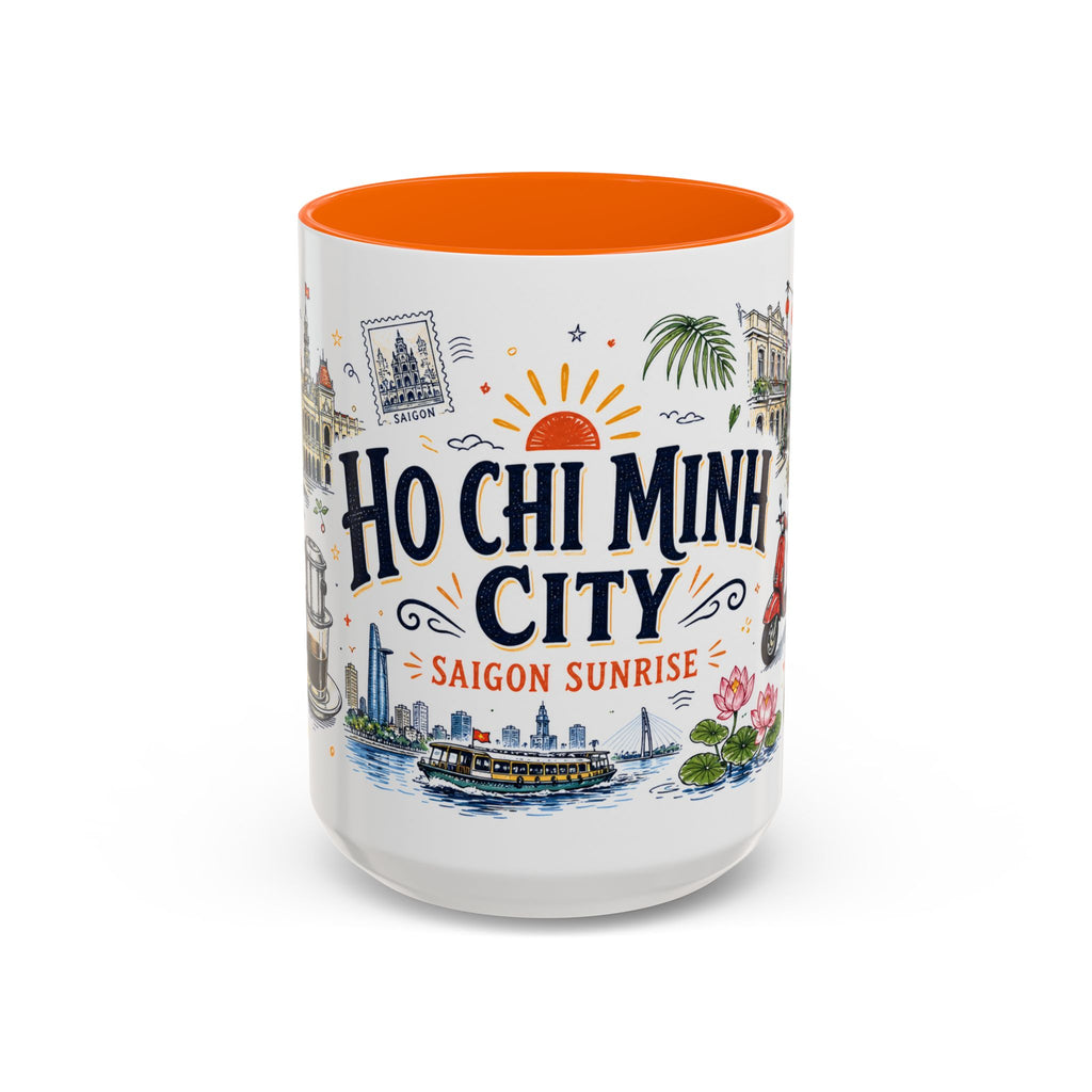 Ho Chi Minh City Coffee Mug | Vietnam Souvenir Travel Gift | Accent Color Ceramic 11oz 15oz