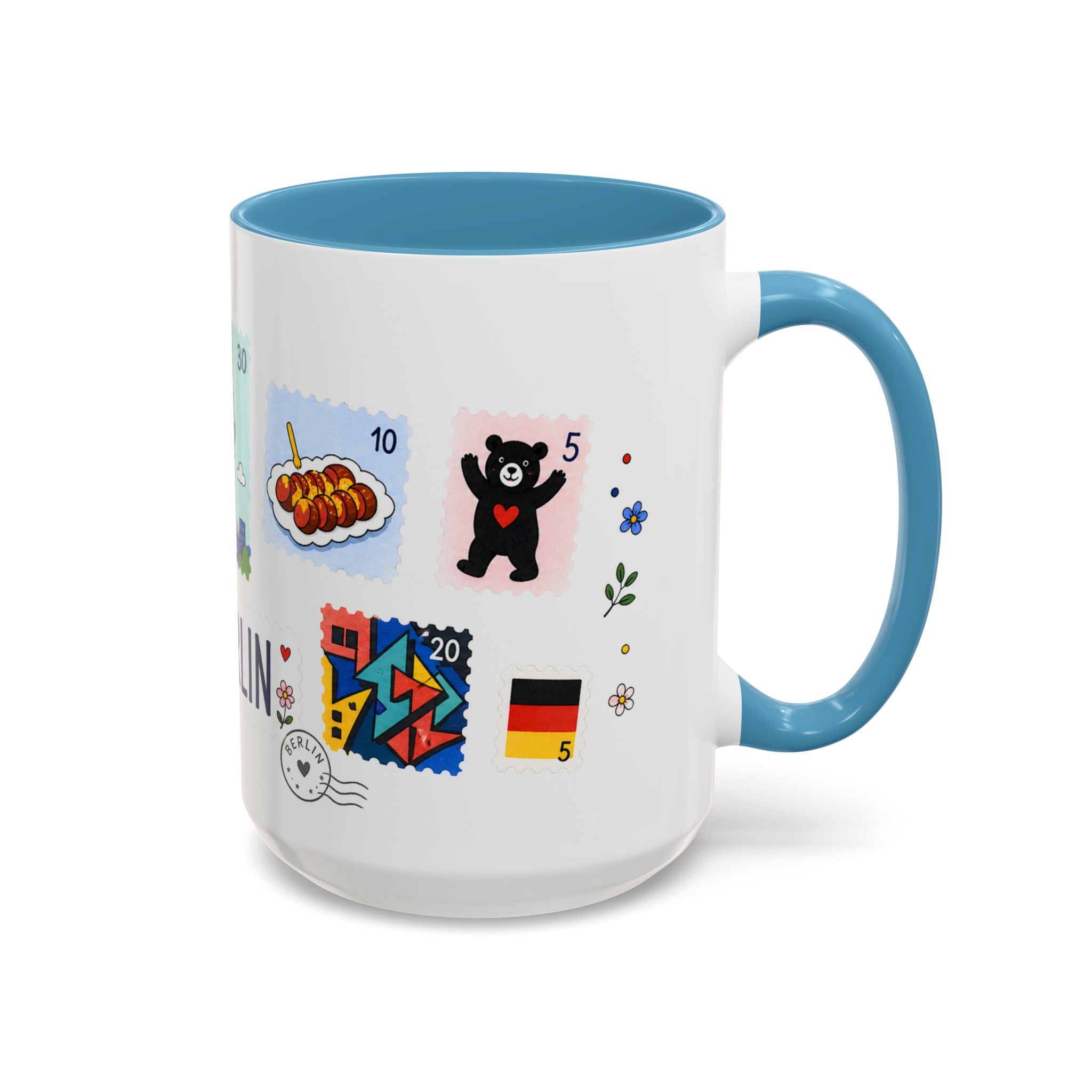 Berlin Coffee Mug | Postage Stamp Collage Mug | Travel Souvenir Accent Cup 11oz 15oz