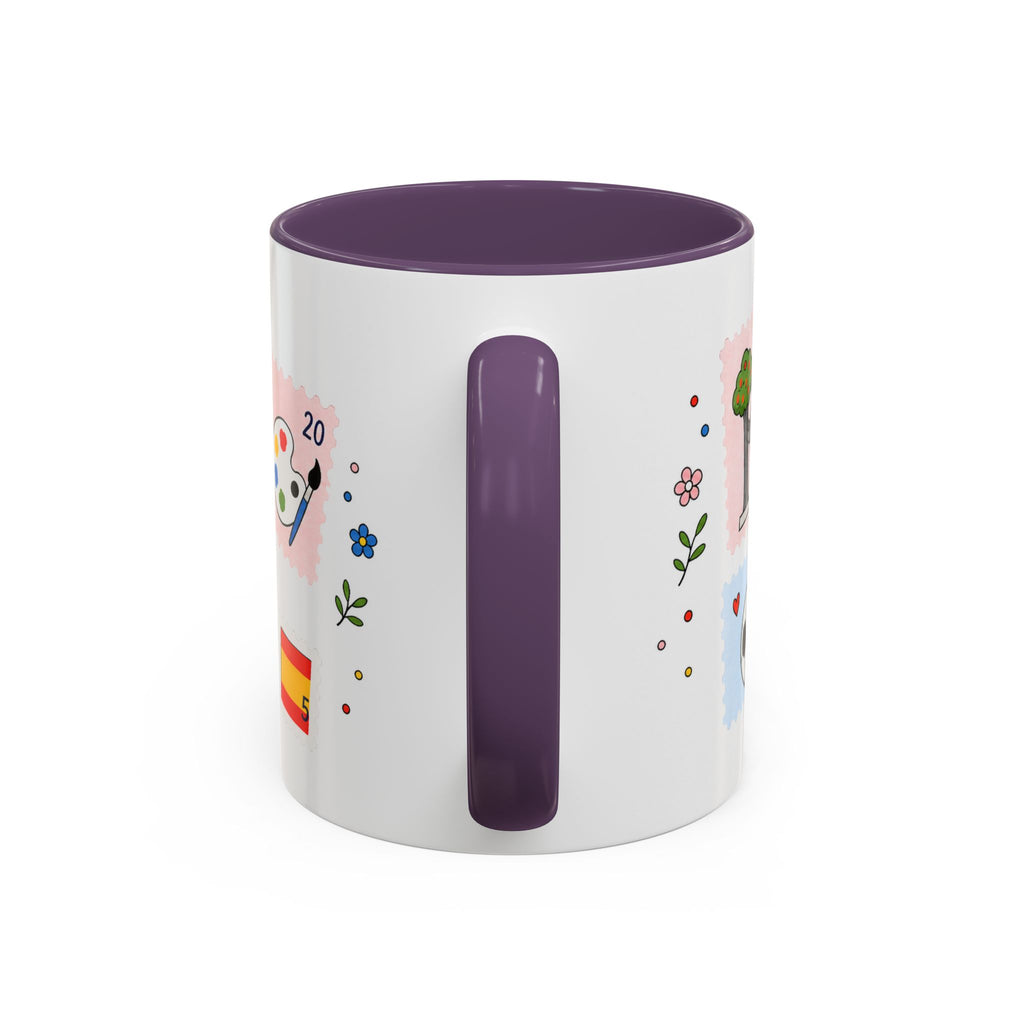 Madrid Coffee Mug | Postage Stamp Collage Mug | Travel Souvenir Accent Cup 11oz 15oz