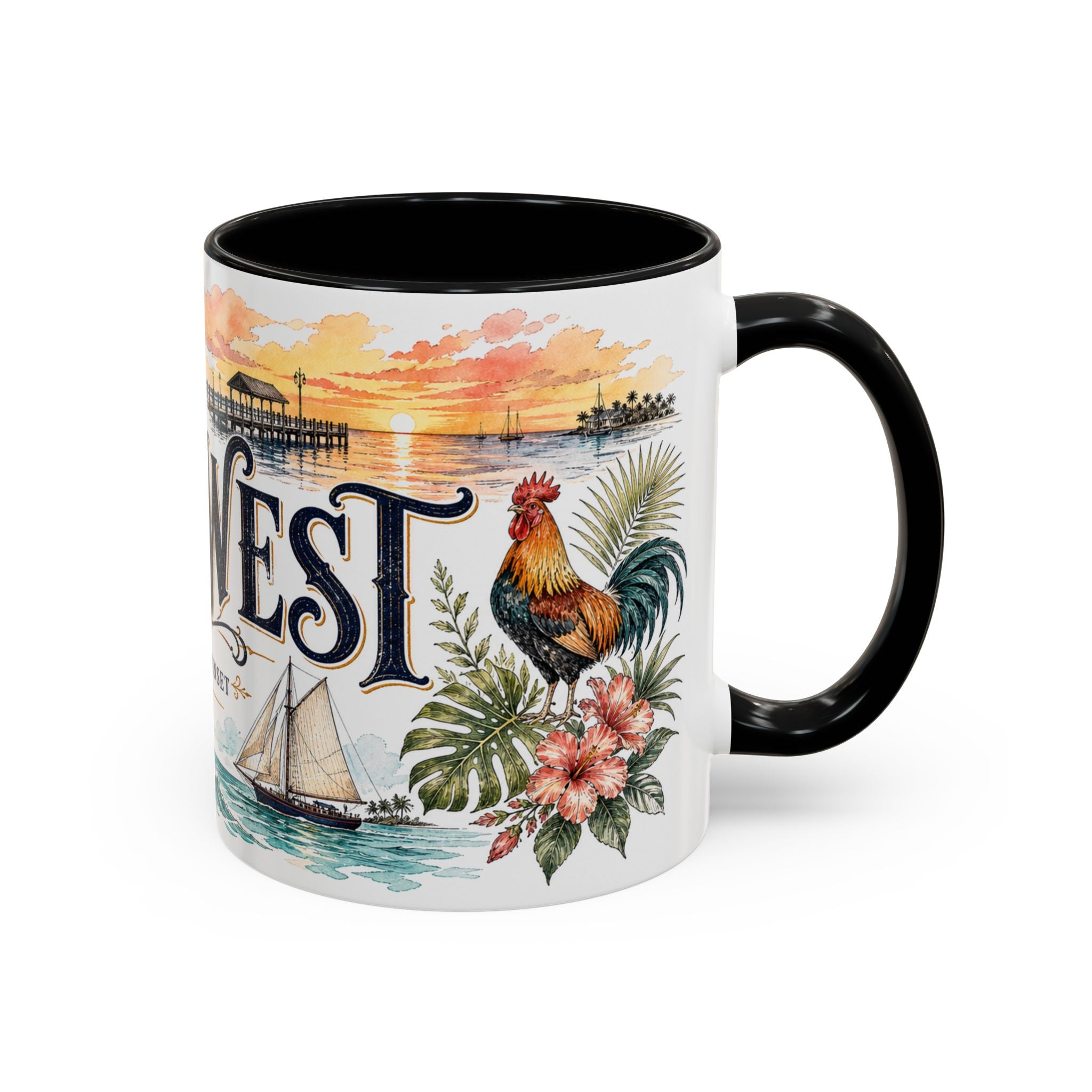 Key West Coffee Mug | United States Travel Souvenir | Vintage Illustrated City Gift | 11 oz 15 oz Accent Mug