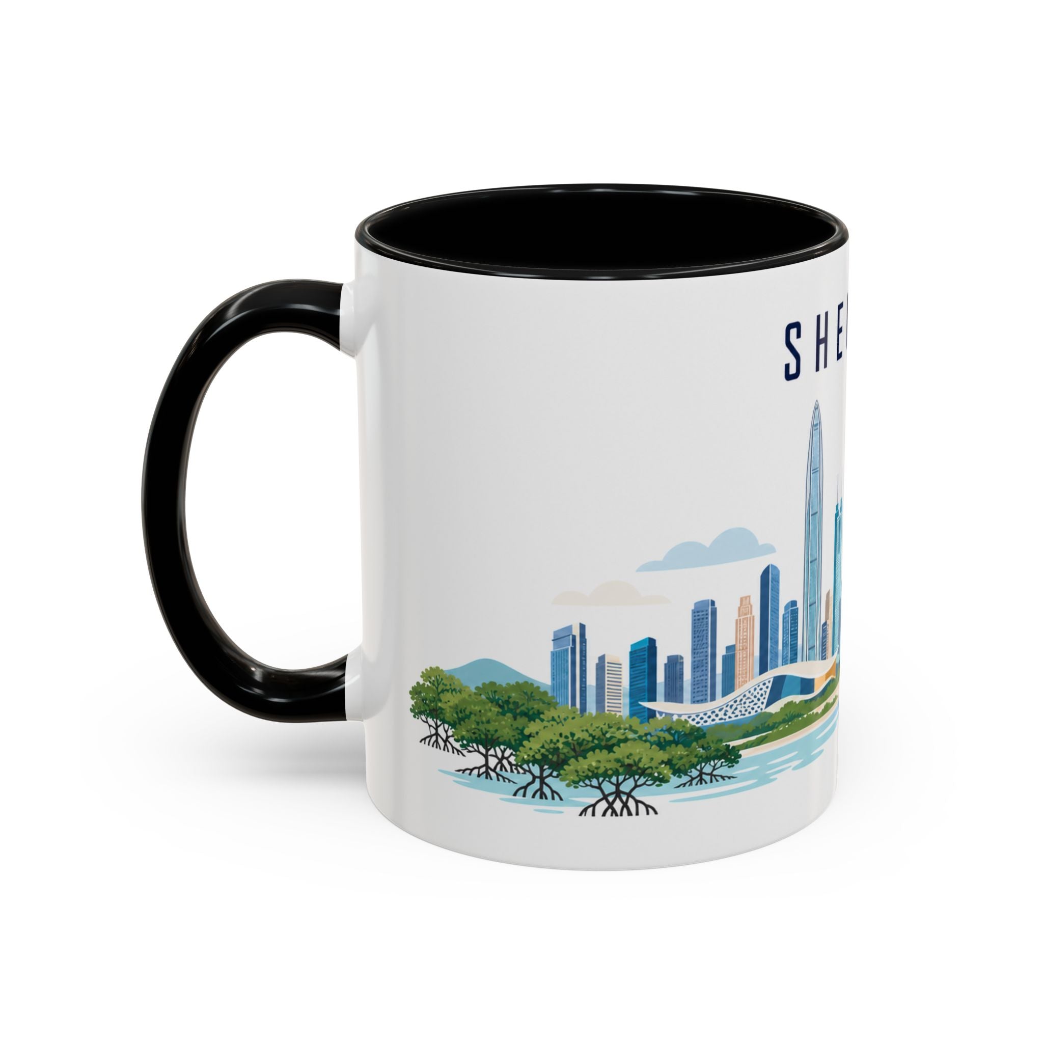 Shenzhen Coffee Mug | China Travel Souvenir | Porcelain Decal City Gift | 11oz 15oz Accent Mug