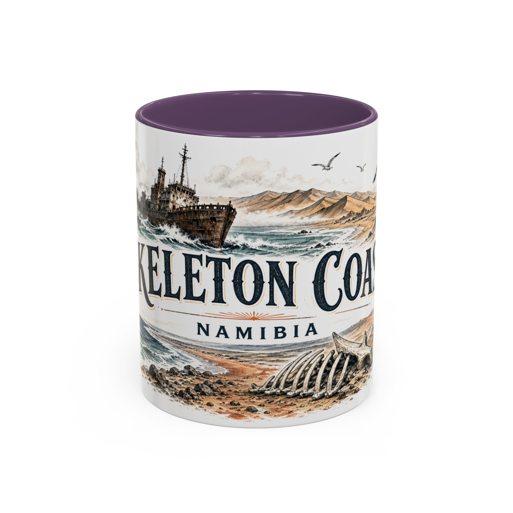 Skeleton Coast Mug, Namibia Travel Souvenir, Bucket List Gift, Accent Ceramic Coffee Mug 11oz 15oz