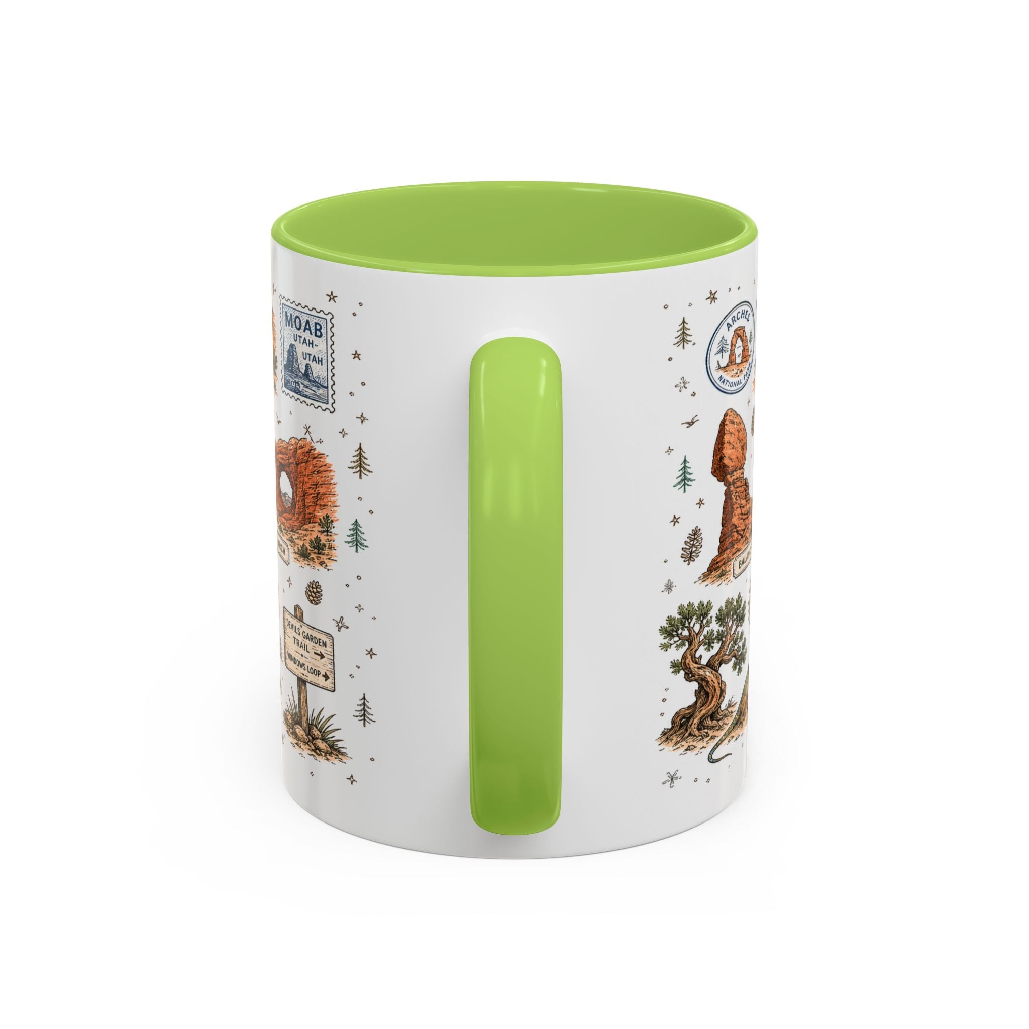 Arches Coffee Mug | National Park Hiking Utah Gift | Accent Color Ceramic 11oz 15oz