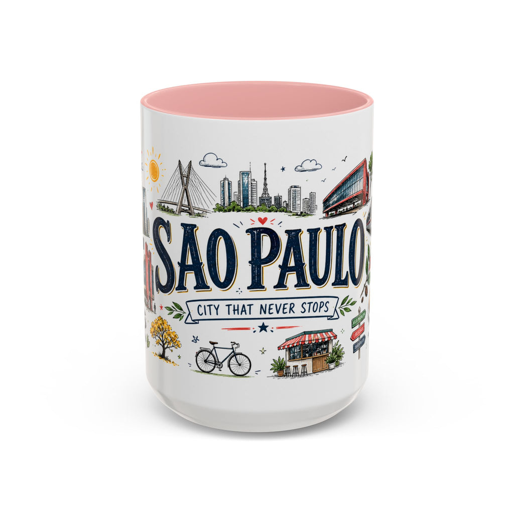 Sao Paulo Coffee Mug | Brazil Souvenir Travel Gift | Accent Color Ceramic 11oz 15oz