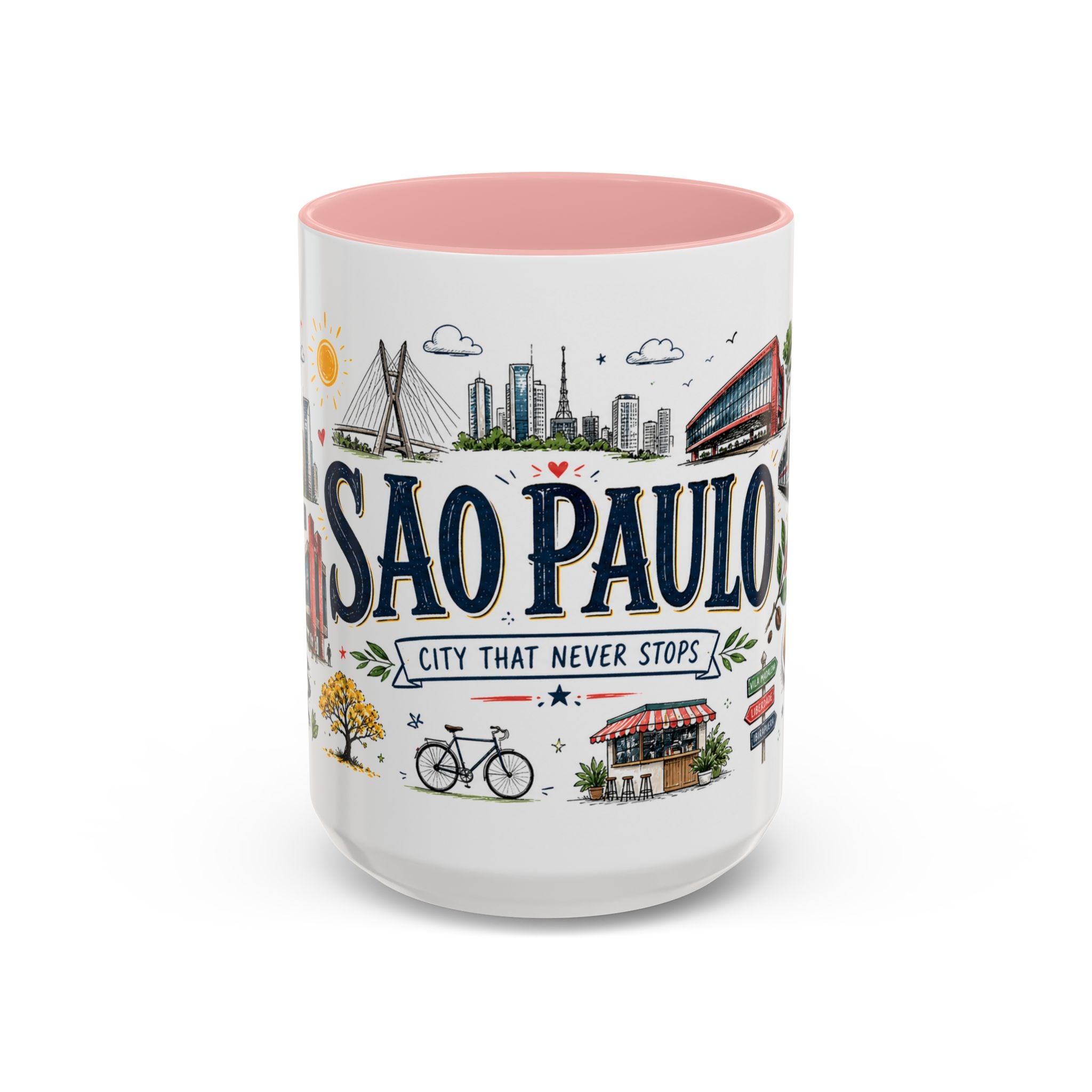 Sao Paulo Coffee Mug | Brazil Souvenir Travel Gift | Accent Color Ceramic 11oz 15oz