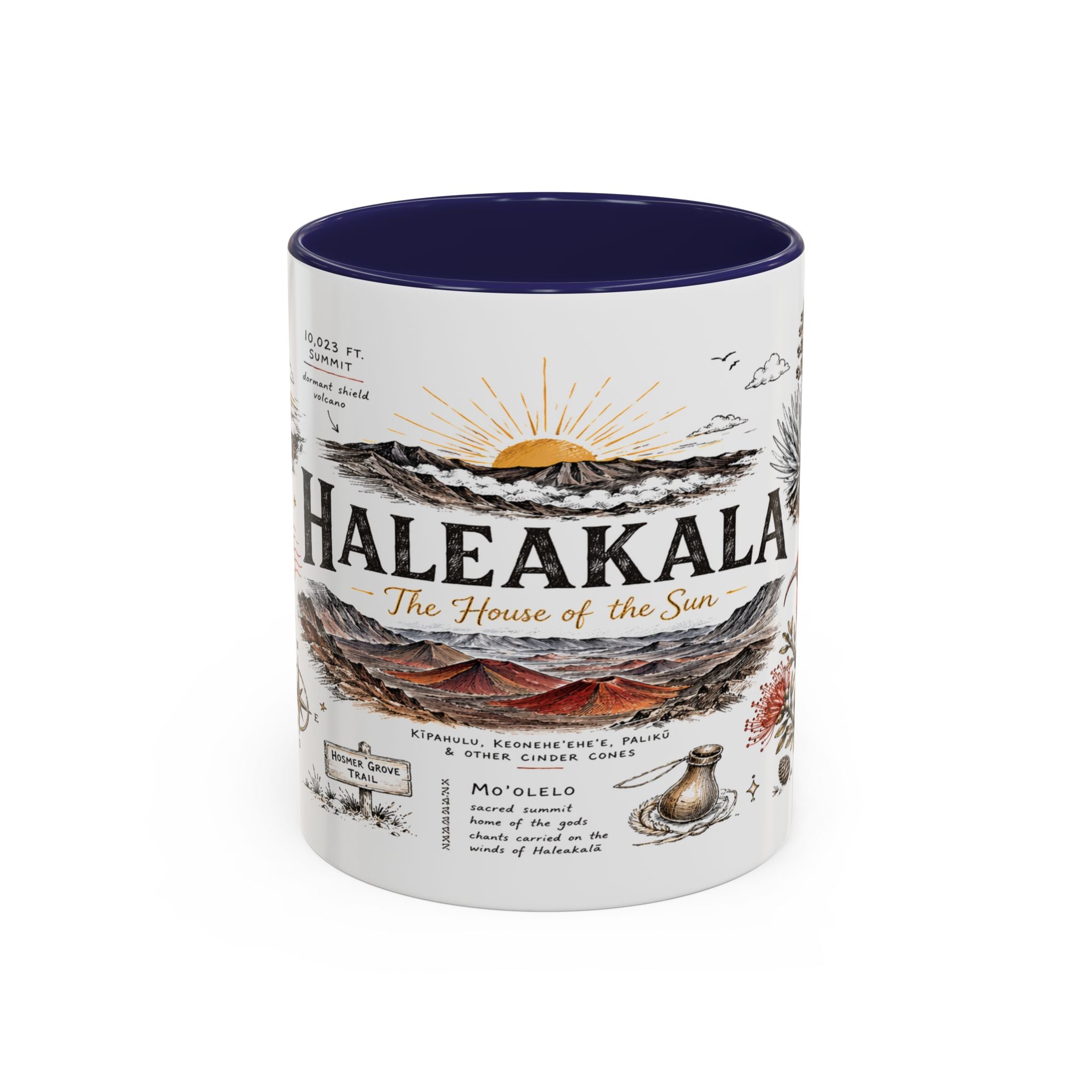 Haleakala National Park Coffee Mug | Hawaii Maui Sunrise Crater Gift | Accent Color Ceramic 11oz 15oz