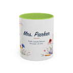 Personalized Kindergarten Teacher Mug | Custom Name Wildflower Rainbow Cup | Back to School Gift