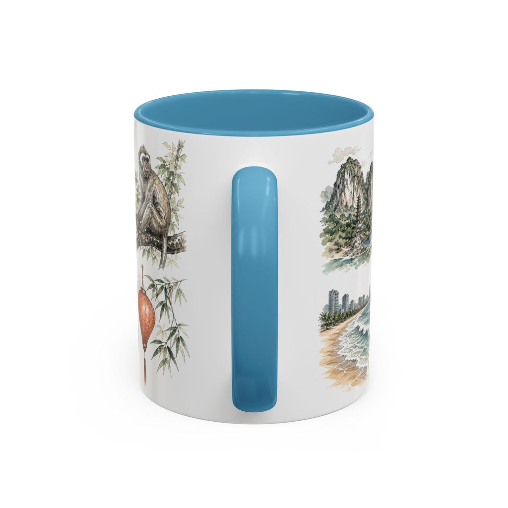 Da Nang Coffee Mug | Vietnam Travel Souvenir | Vintage Illustrated City Gift | 11 oz 15 oz Accent Mug