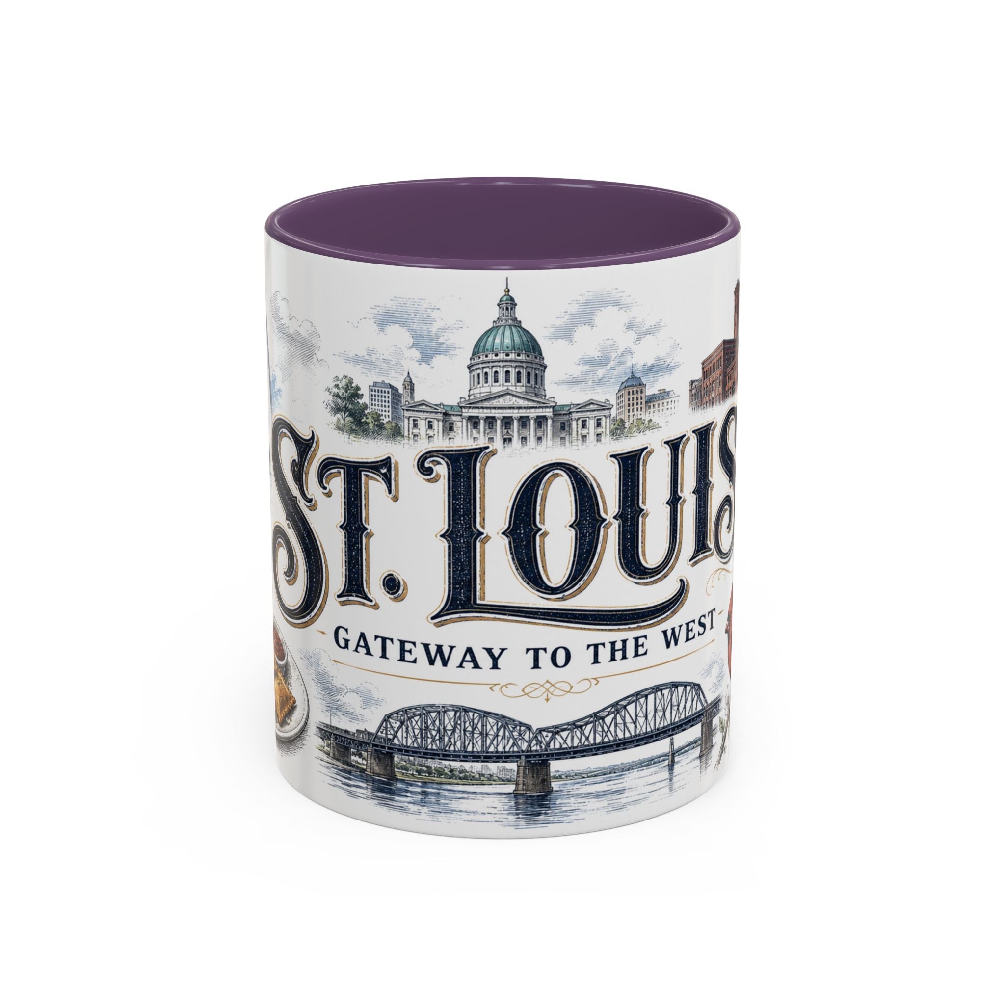 St Louis Coffee Mug | United States Travel Souvenir | Vintage Illustrated City Gift | 11 oz 15 oz Accent Mug