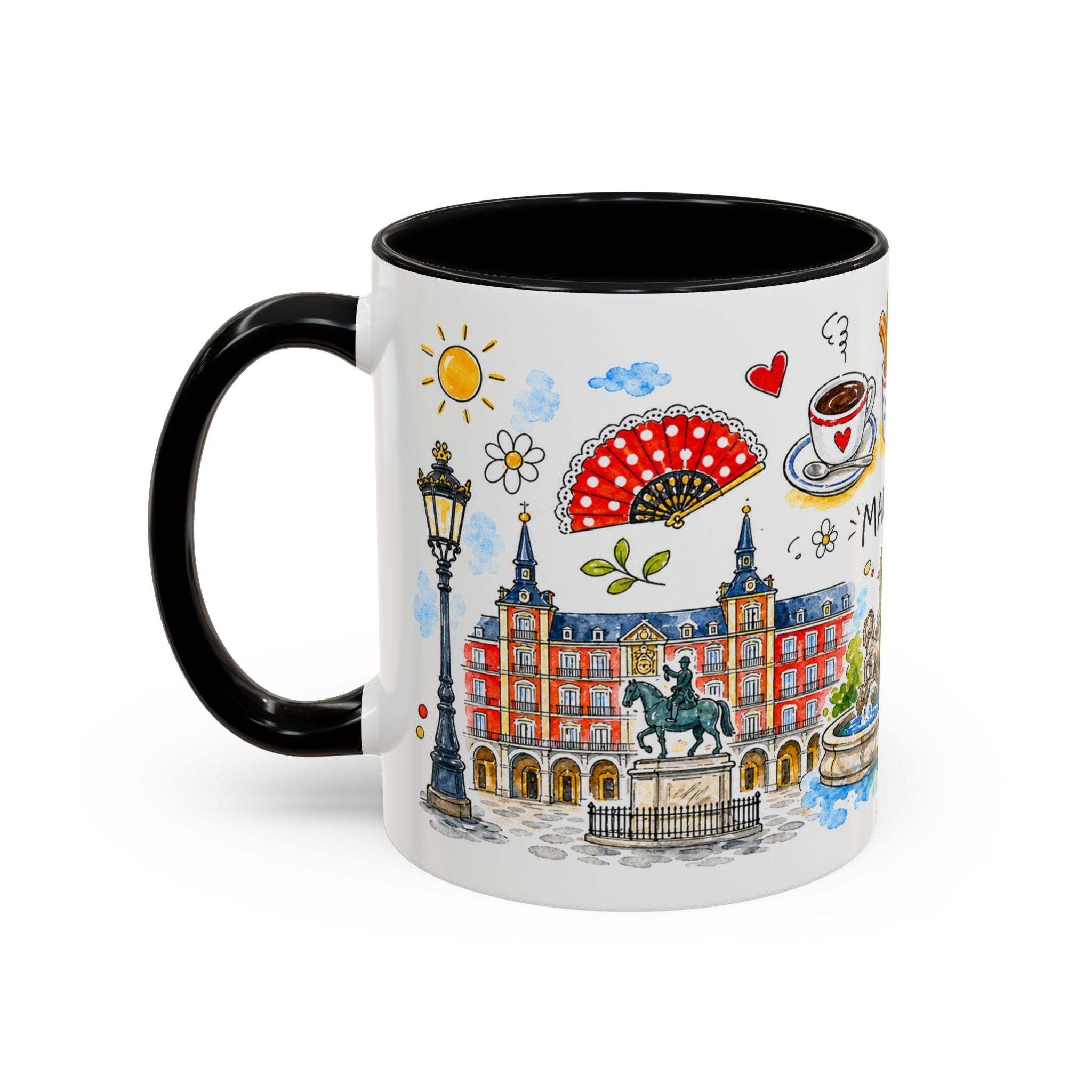 Madrid Travel Mug | European City Souvenir Accent Coffee Mug | 11oz 15oz Ceramic Cup