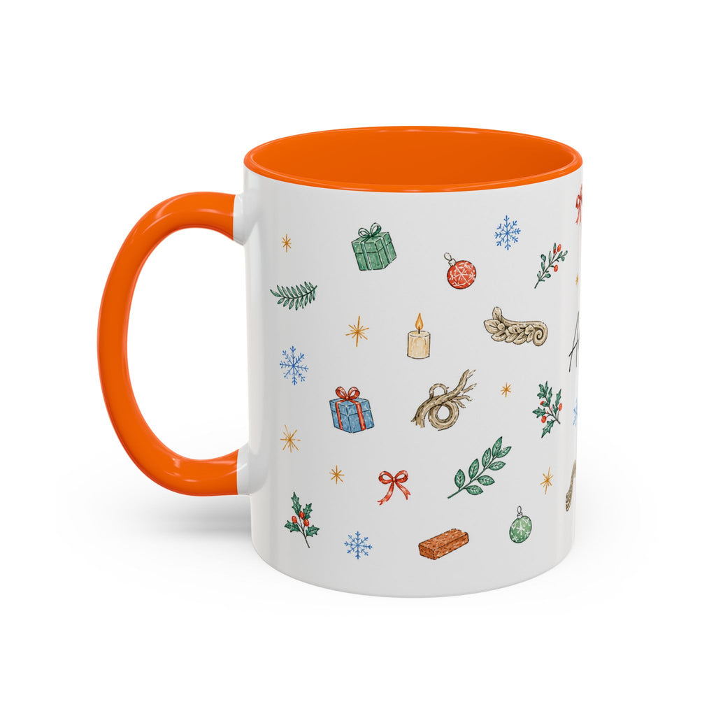 Angkor Christmas Mug | Watercolor Travel Souvenir | Holiday Gift | Accent Ceramic Coffee Cup 11oz 15oz