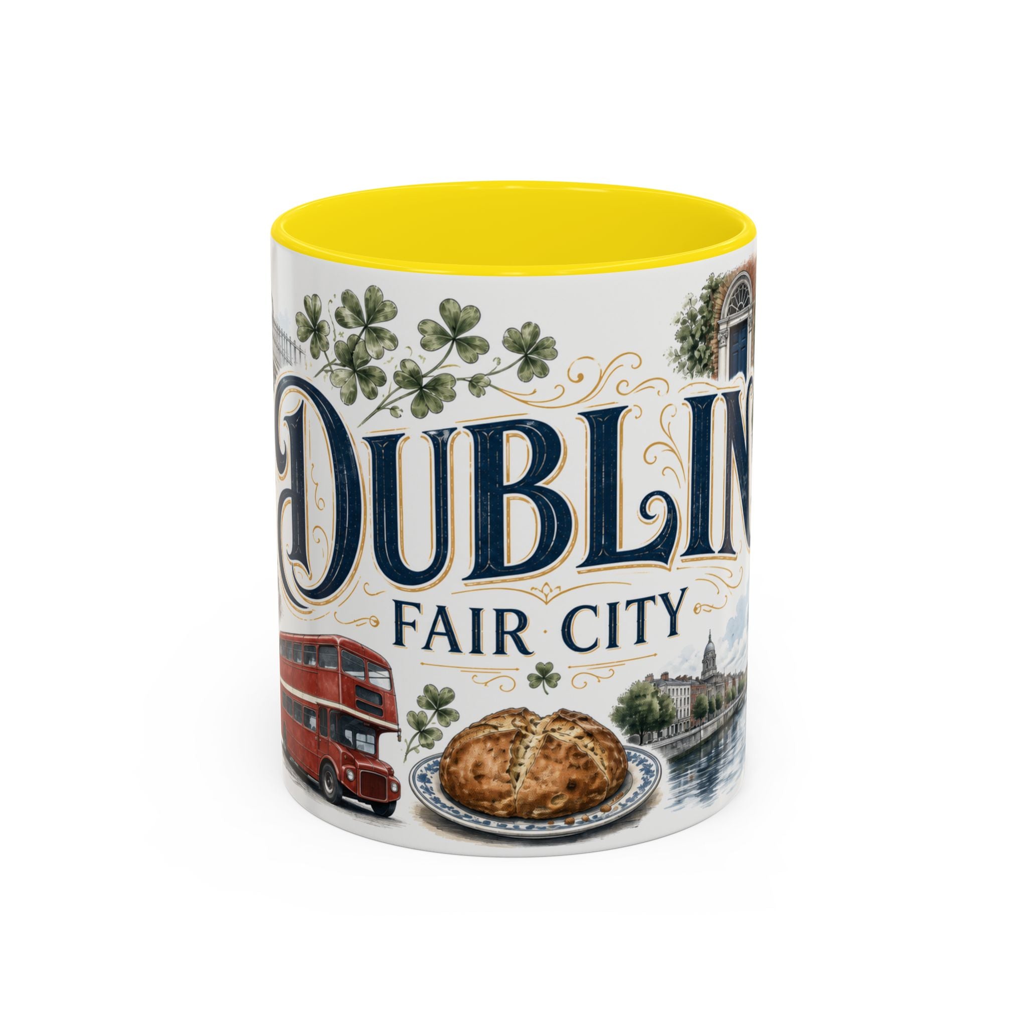 Dublin Coffee Mug | Ireland Travel Souvenir | Vintage Illustrated City Gift | 11 oz 15 oz Accent Mug