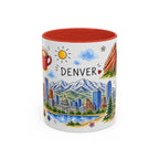 Denver Illustrated Travel Mug | City Souvenir Accent Coffee Mug | 11oz 15oz Ceramic Cup