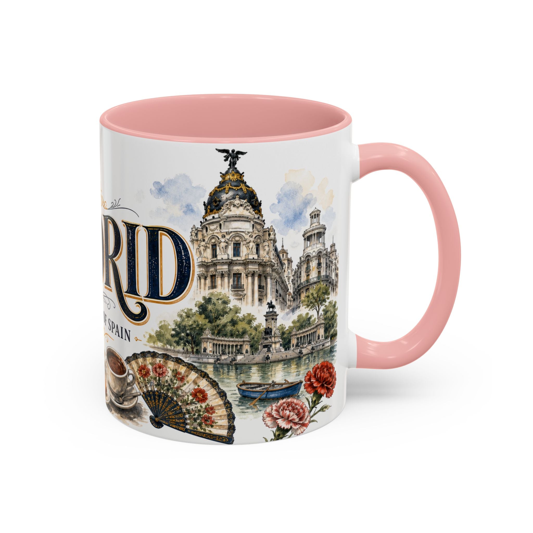 Madrid Coffee Mug | Spain Travel Souvenir | Vintage Illustrated City Gift | 11 oz 15 oz Accent Mug