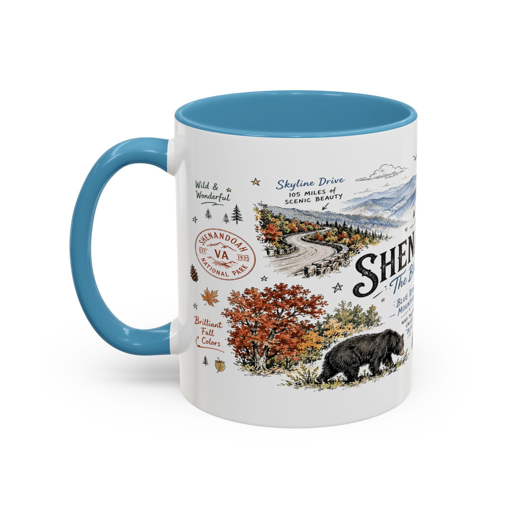 Shenandoah National Park Coffee Mug | Virginia Blue Ridge Hiking Autumn Gift | Accent Color Ceramic 11oz 15oz