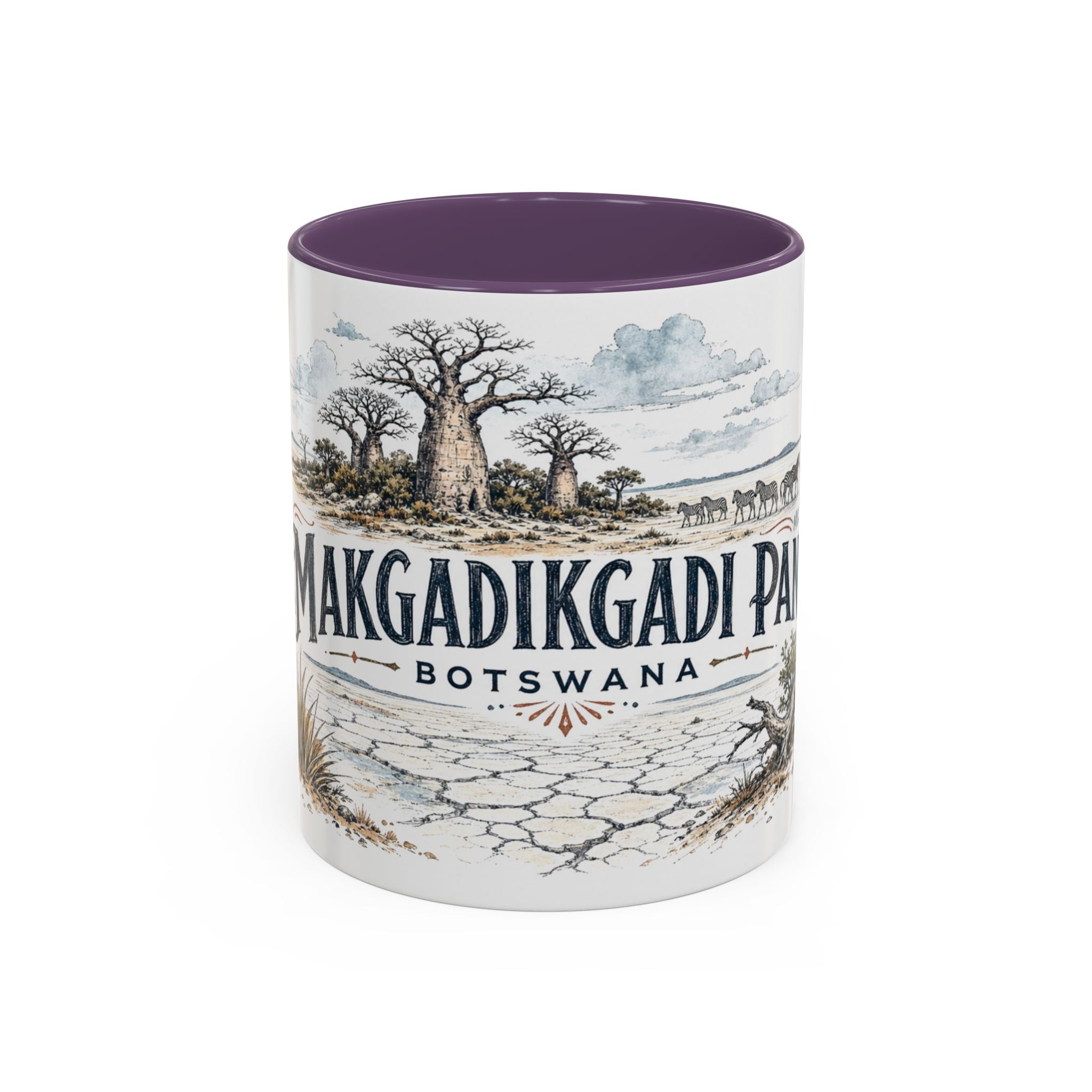 Makgadikgadi Pans Mug, Botswana Travel Souvenir, Bucket List Gift, Accent Ceramic Coffee Mug 11oz 15oz