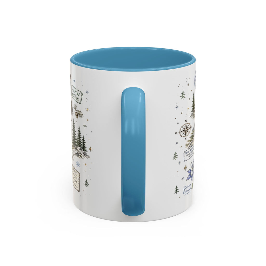 Rocky Mountain Coffee Mug | National Park Hiking Camping Gift | Accent Color Ceramic 11oz 15oz