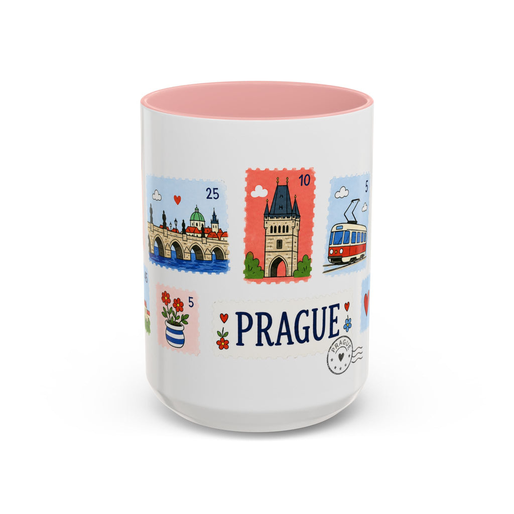 Prague Coffee Mug | Postage Stamp Collage Mug | Travel Souvenir Accent Cup 11oz 15oz