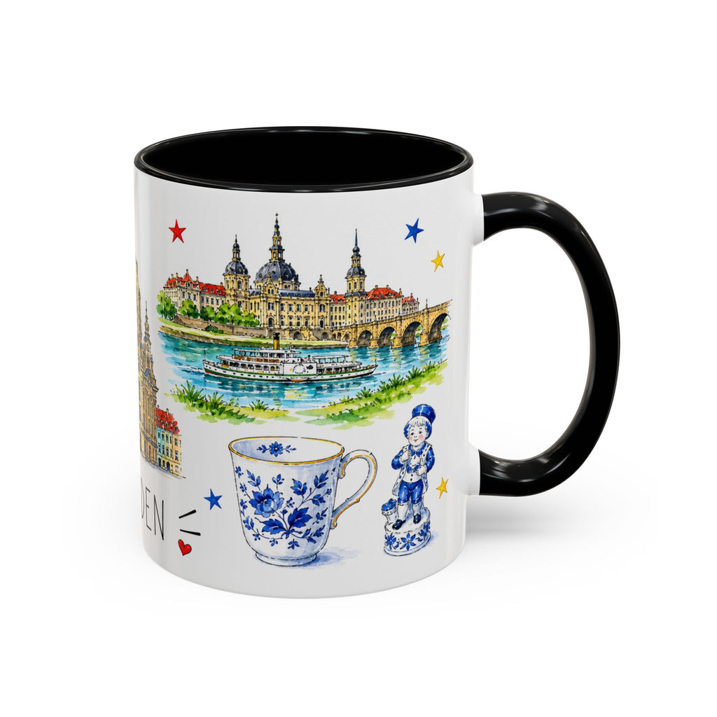 Dresden Illustrated Travel Mug | City Souvenir Accent Coffee Mug | 11oz 15oz Ceramic Cup