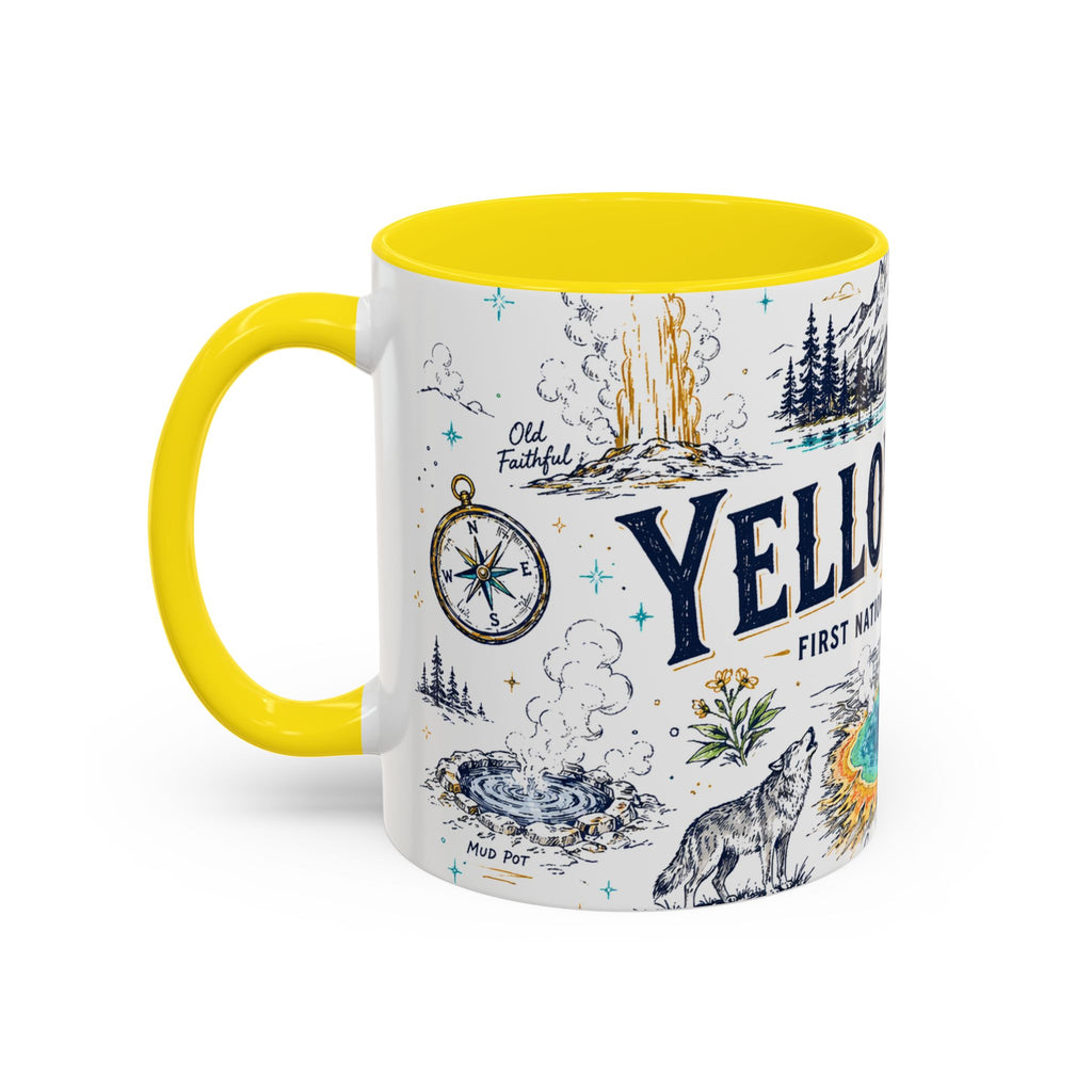 Yellowstone National Park Coffee Mug | Hiking Camping Nature Gift | Accent Color Ceramic 11oz 15oz