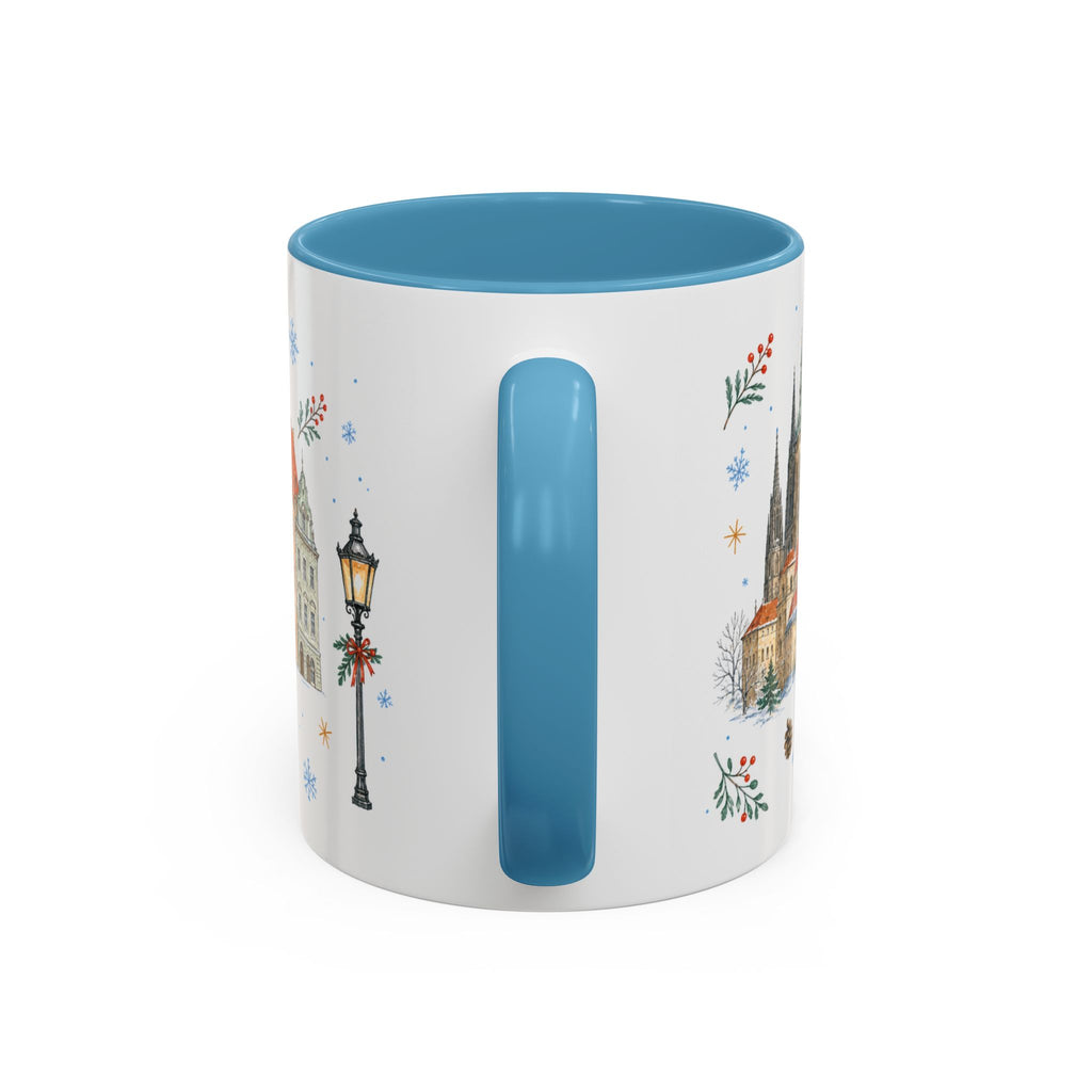 Prague Christmas Mug | Watercolor Travel Souvenir | Holiday Gift | Accent Ceramic Coffee Cup 11oz 15oz