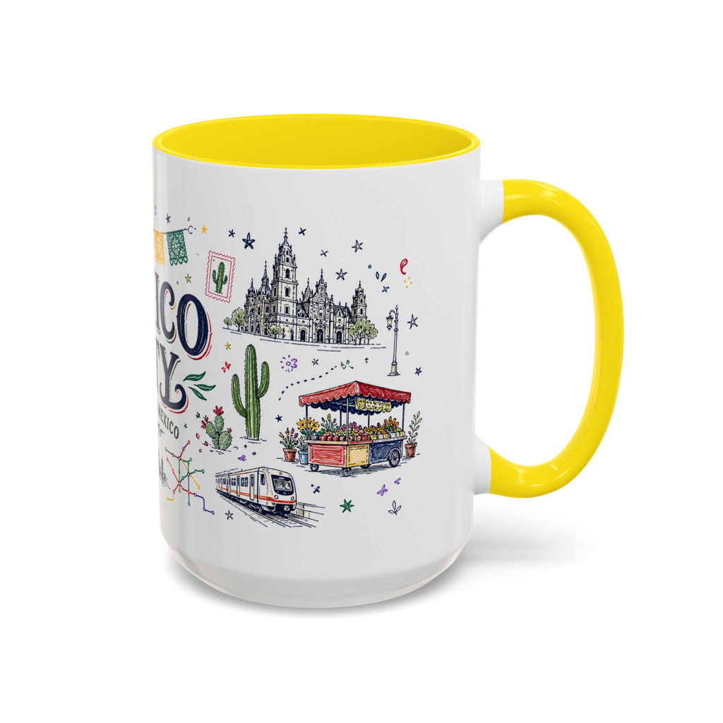 Mexico City Coffee Mug | Mexico Souvenir Travel Gift | Accent Color Ceramic 11oz 15oz