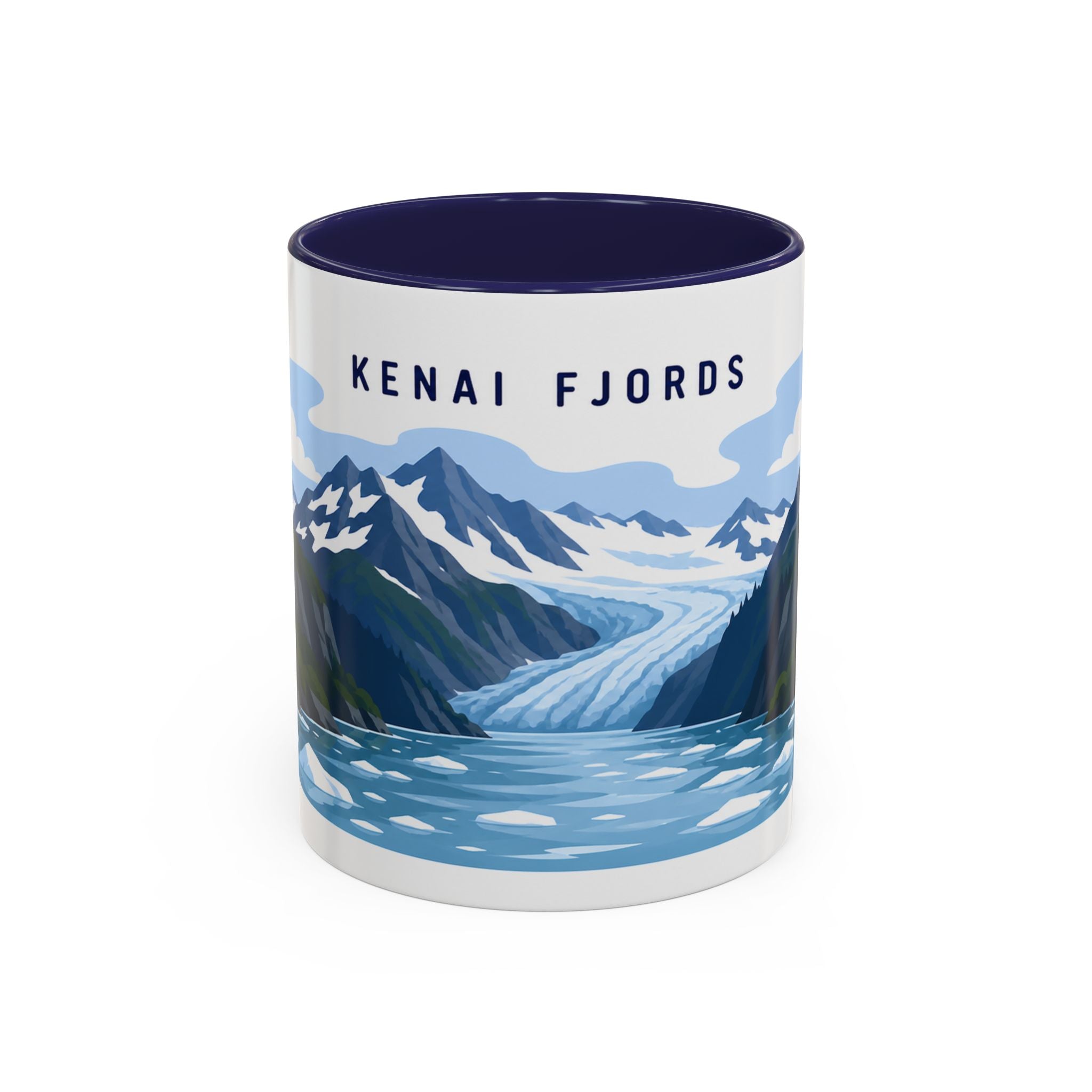 Kenai Fjords National Park Coffee Mug | Solid Color Block Park Souvenir | 11oz 15oz Accent Mug