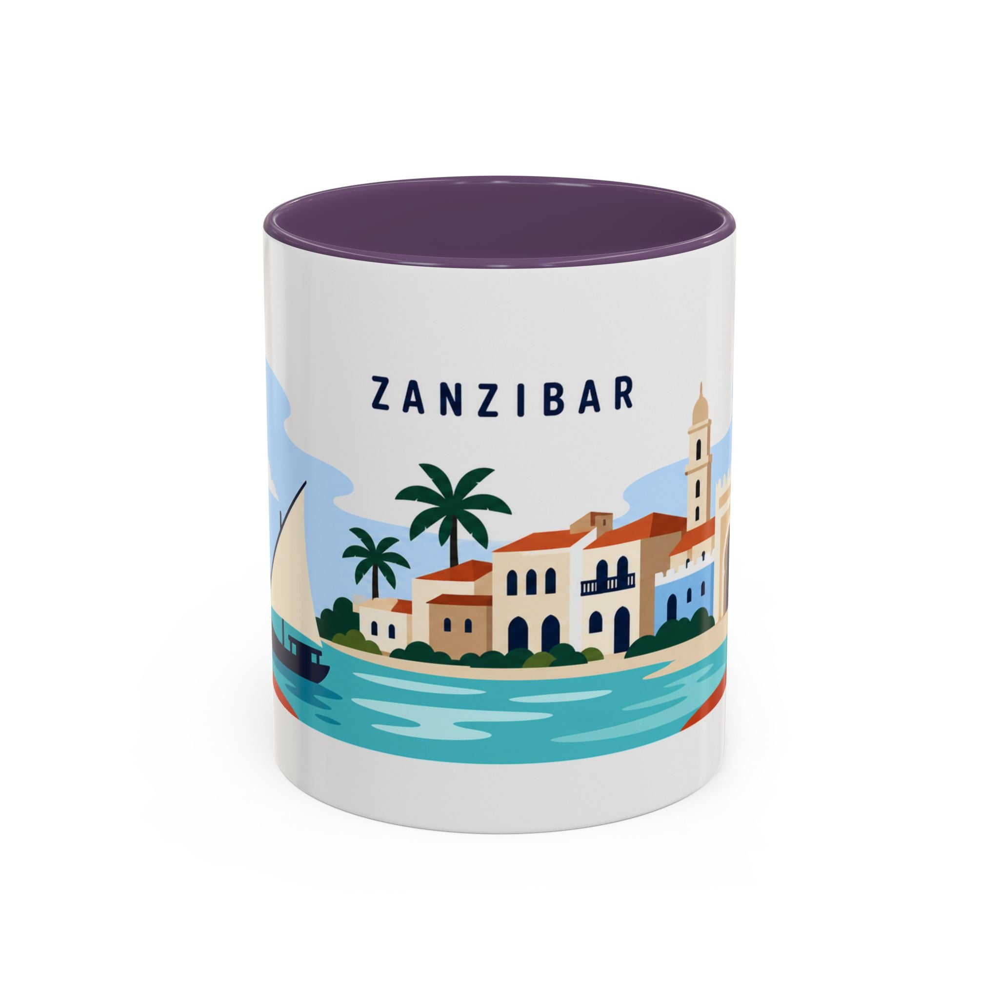 Zanzibar Coffee Mug | Travel Destination Souvenir Gift | Accent Color Ceramic 11oz 15oz
