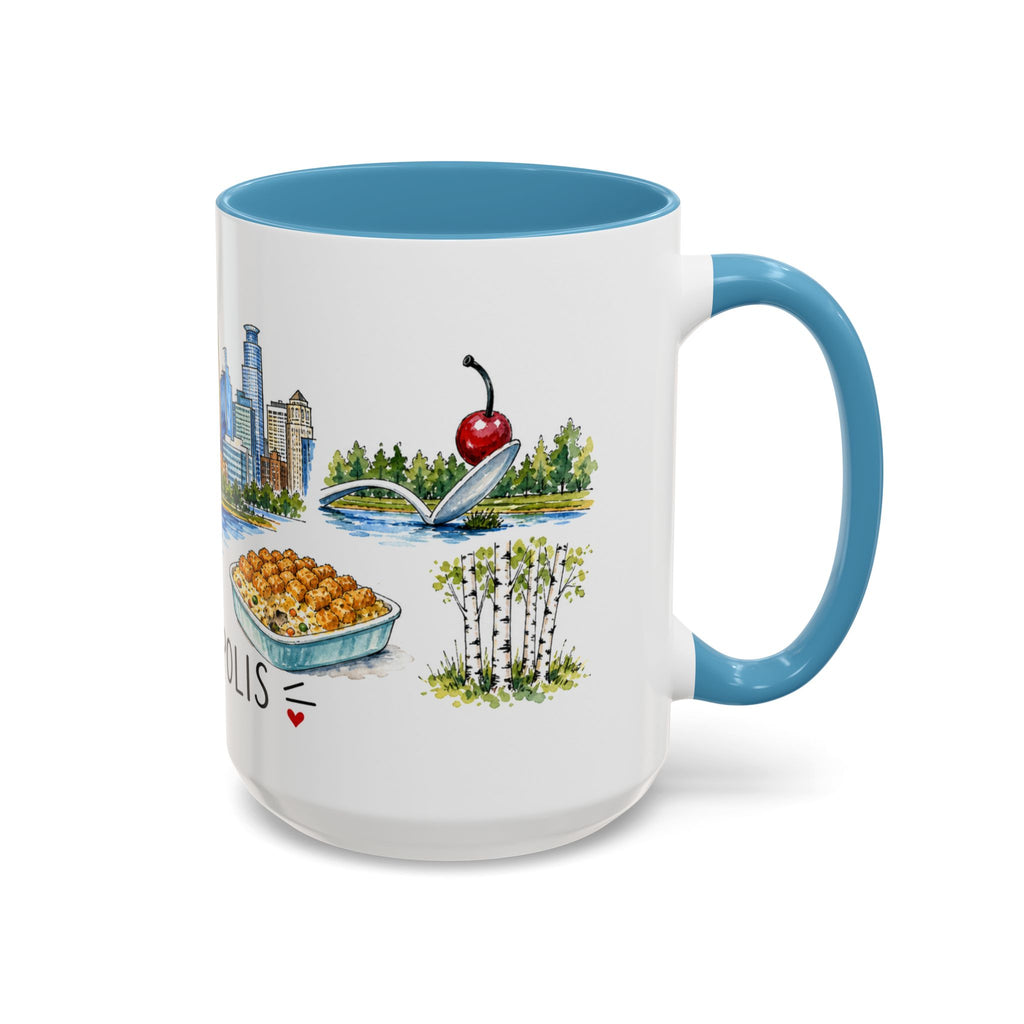 Minneapolis Illustrated Travel Mug | City Souvenir Accent Coffee Mug | 11oz 15oz Ceramic Cup